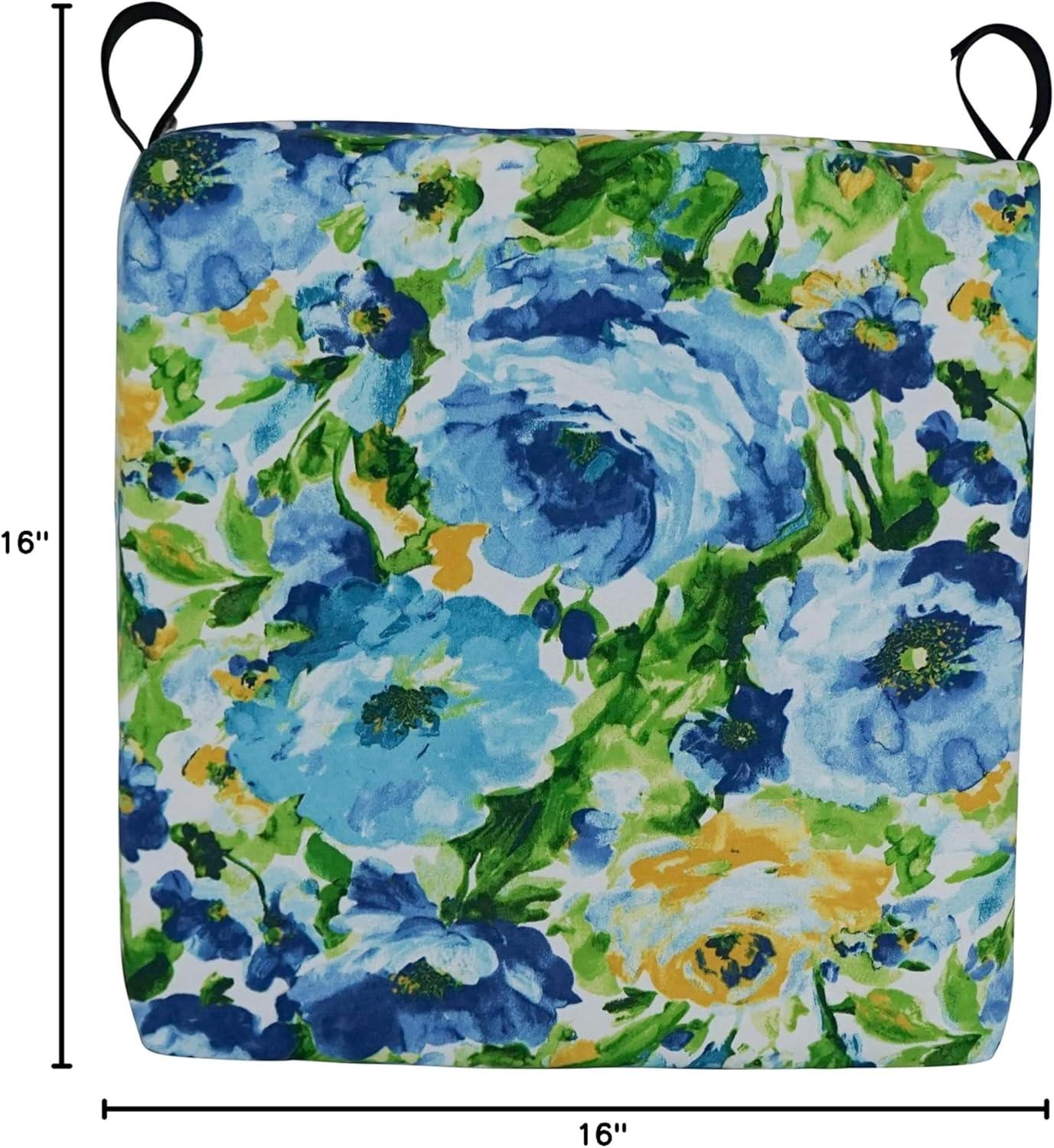 Blazing Needles Set of 4 Outdoor Chair Cushions, Lesandra Sunblue