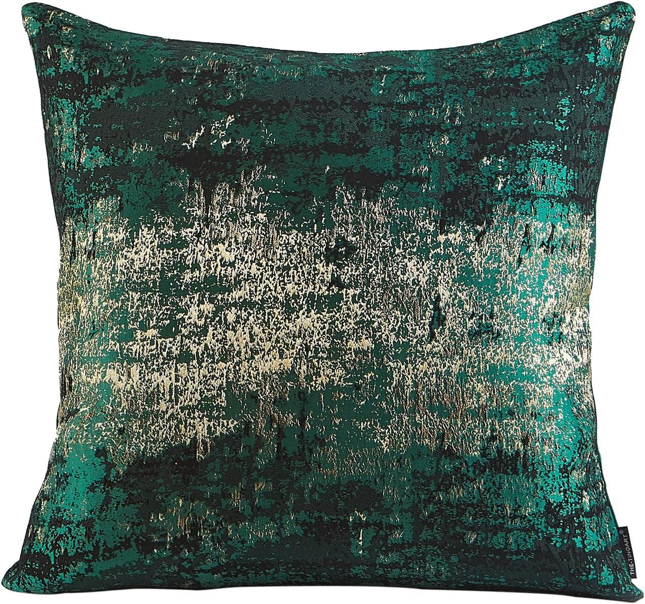THE-TINOART Glam Jacquard & Velvet Throw Square Accent Pillow Cover 20"x20" 1Piece