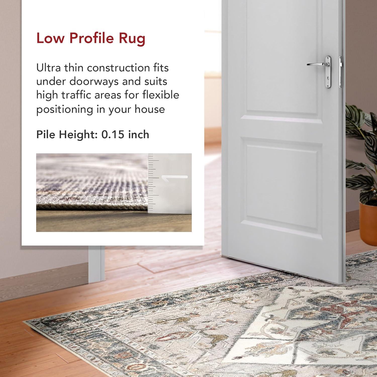 nuLOOM Mali Machine Washable Traditional Medallion Ultra Thin Accent Rug, 2' x 3', Ivory