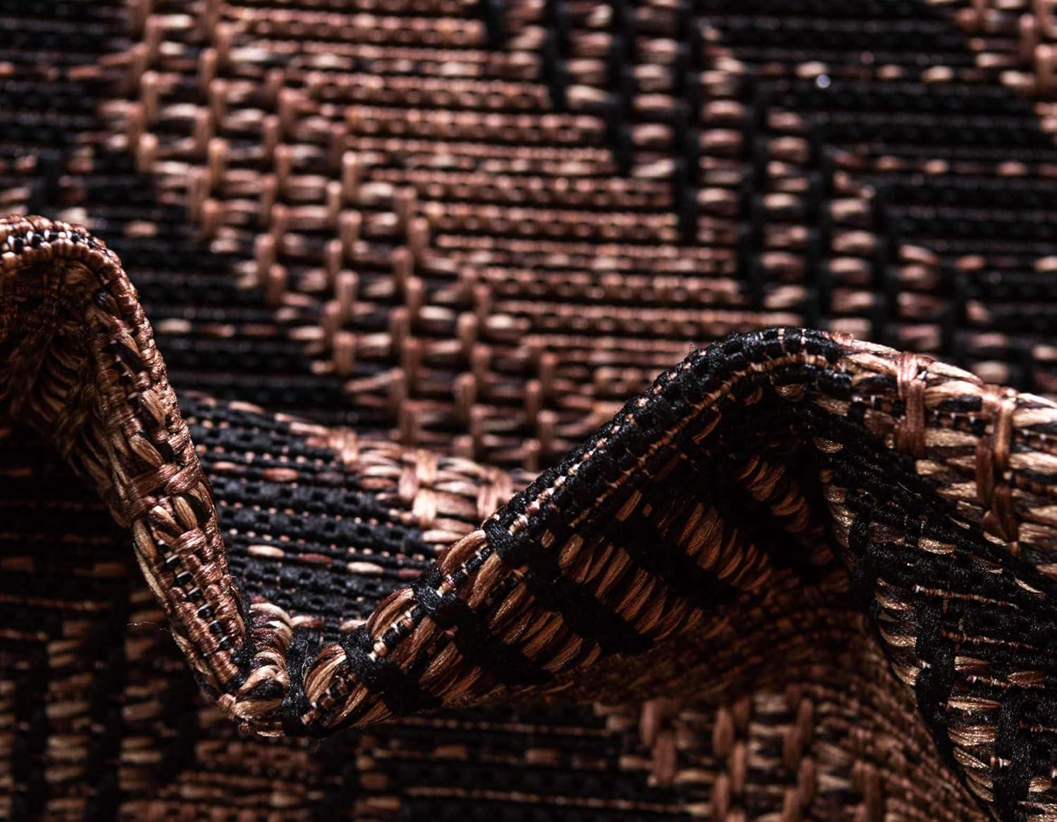 Unique Loom 2' 2 x 6' 0 Runner Brown Outdoor Modern Chevron Area Rug