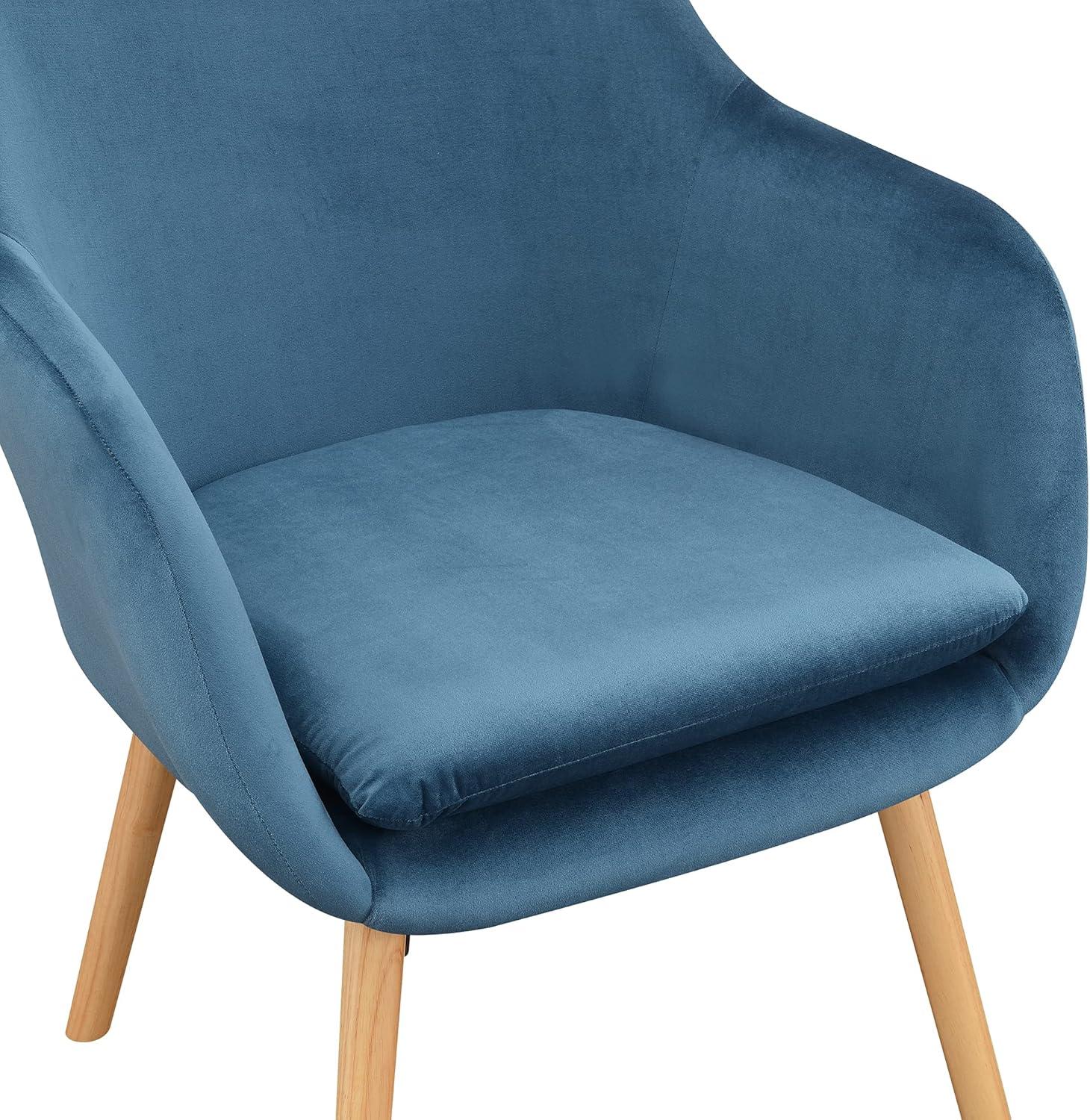 Charlotte Blue Velvet Wingback Accent Chair with Light Oak Legs