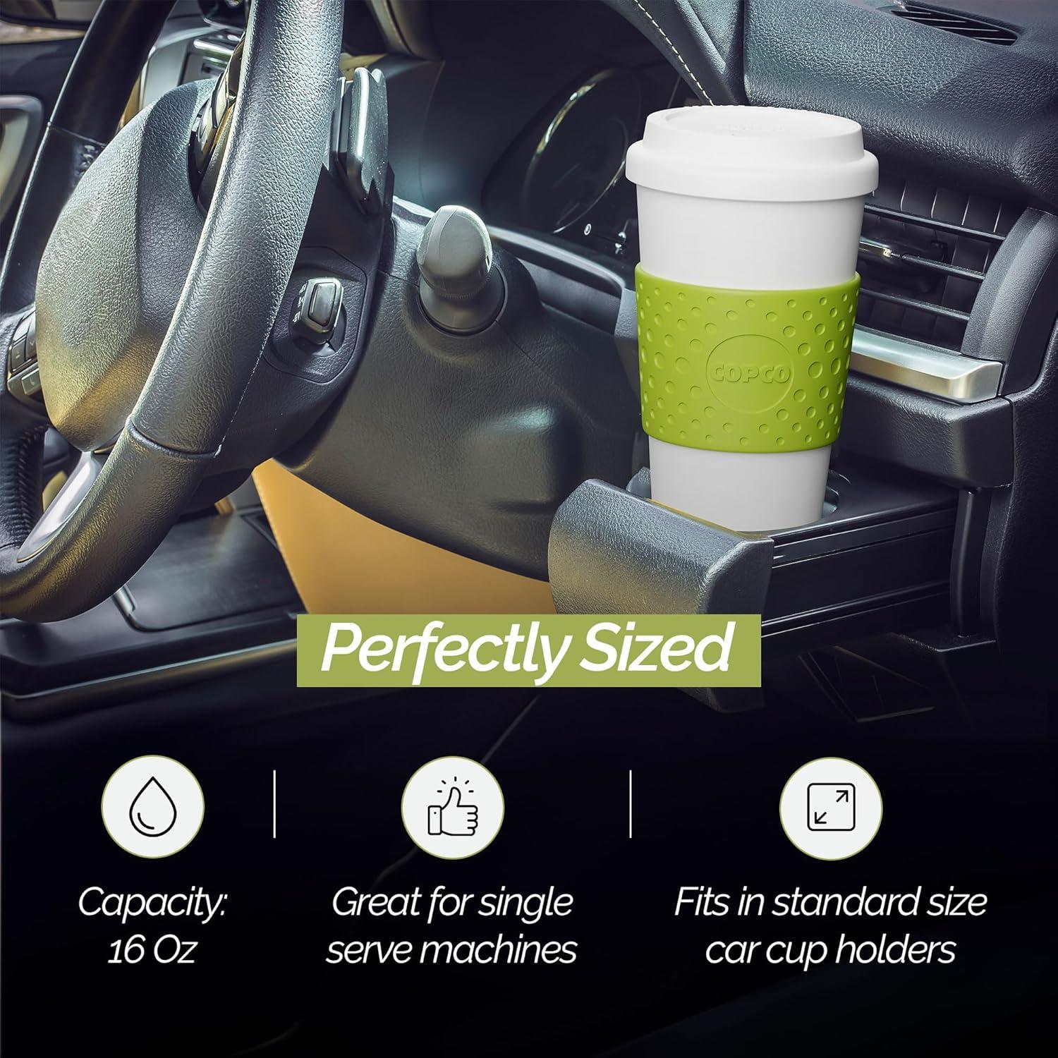 Copco Acadia 16 oz Travel Mug - Insulated Reusable Coffee Tumbler with Double-Walled Plastic, Leak-Proof Lid, BPA-Free - (Green)