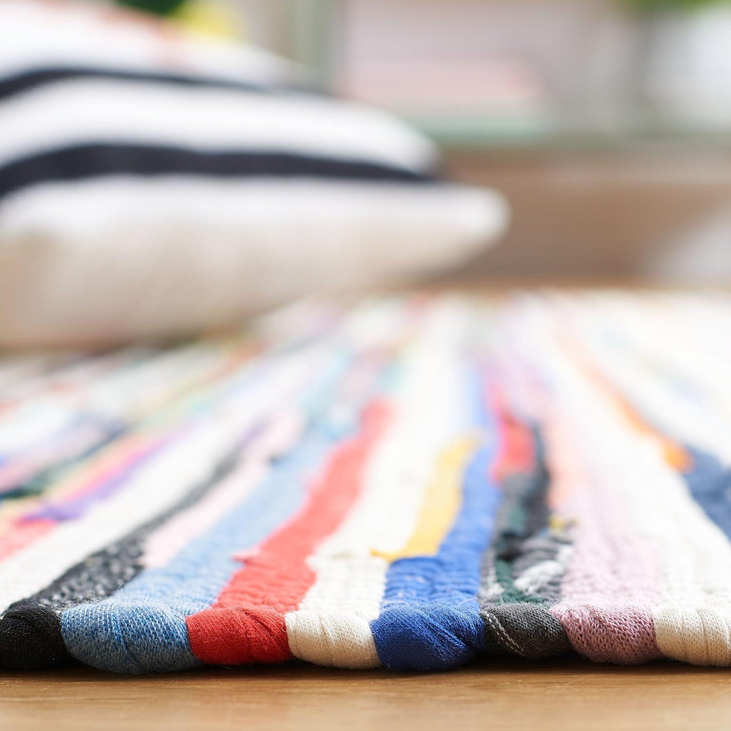 Rag Rug RAR126 Hand Woven Indoor Accent Rug - Ivory/Multi - 2'x3' - Safavieh.