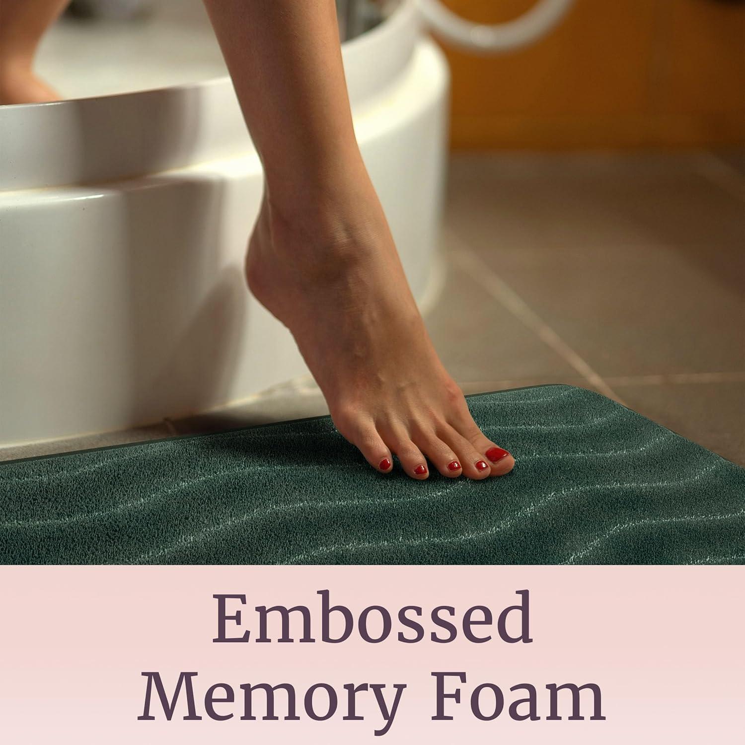 Lavish Home 67-10-G 2 Piece Memory Foam Bath Mat Set, Green