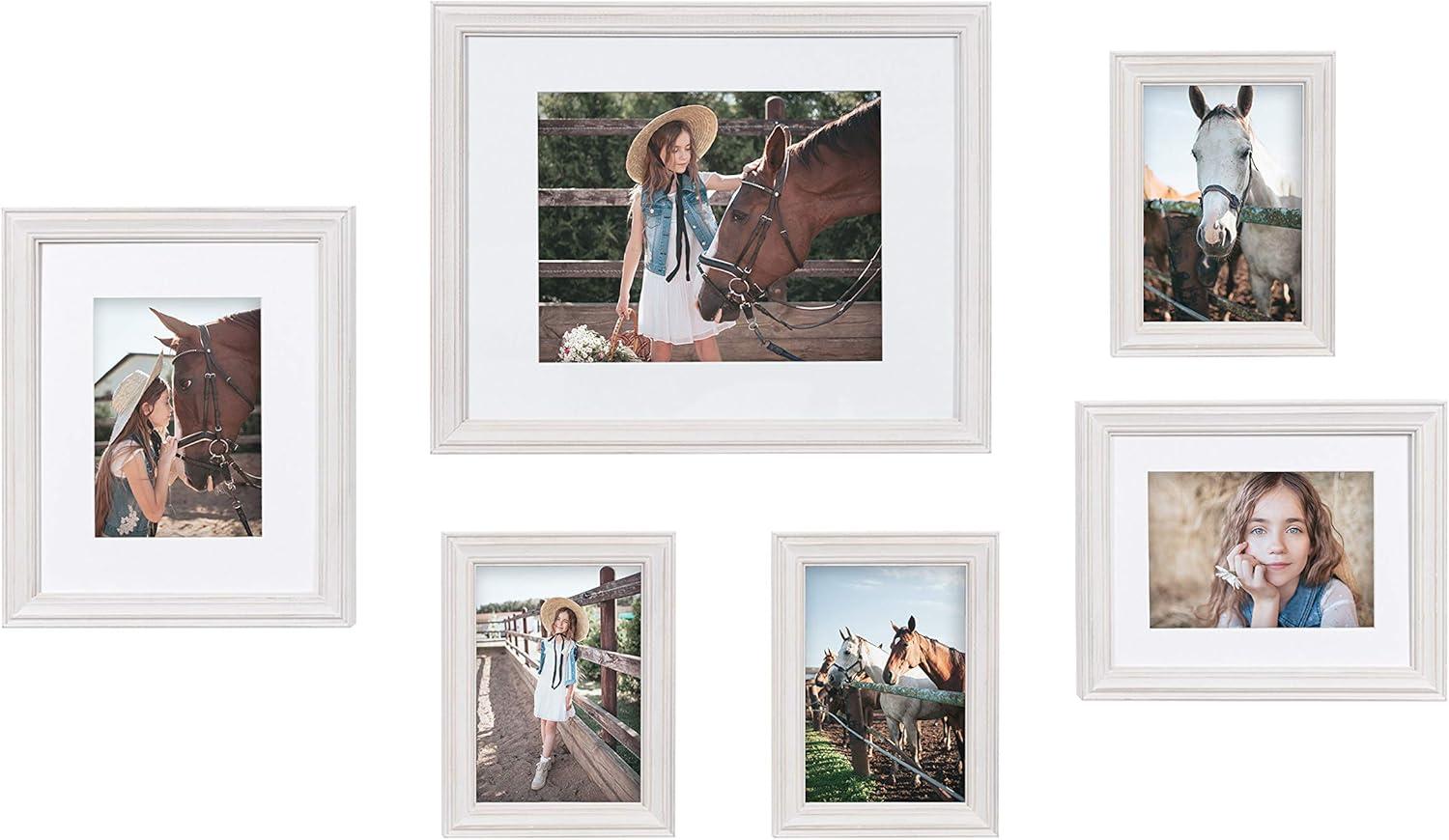 6pc Bordeaux Frame Box Set White - Kate & Laurel All Things Decor: Modern Wall Gallery Kit, Wood Frames with Glass