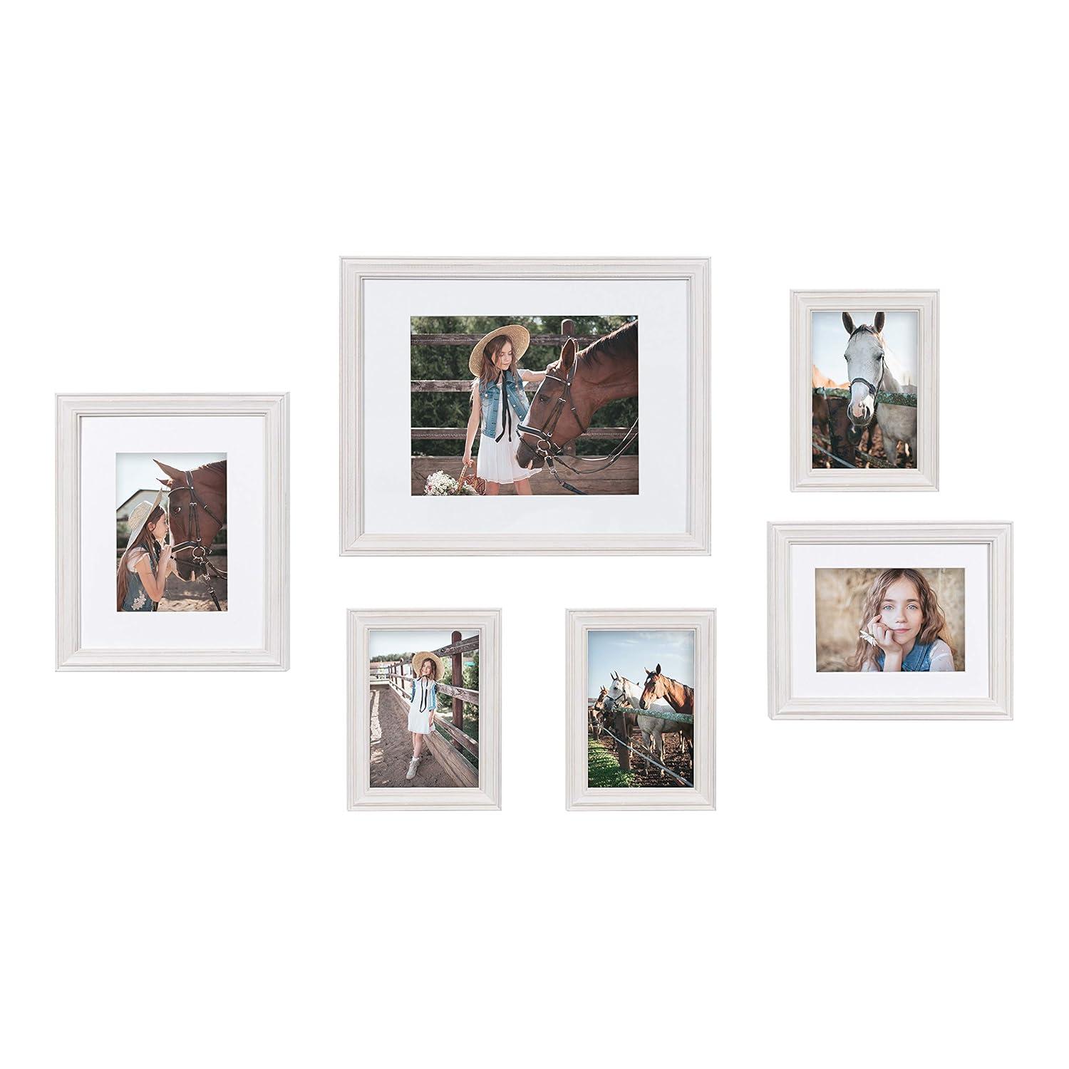 6pc Bordeaux Frame Box Set White - Kate & Laurel All Things Decor: Modern Wall Gallery Kit, Wood Frames with Glass