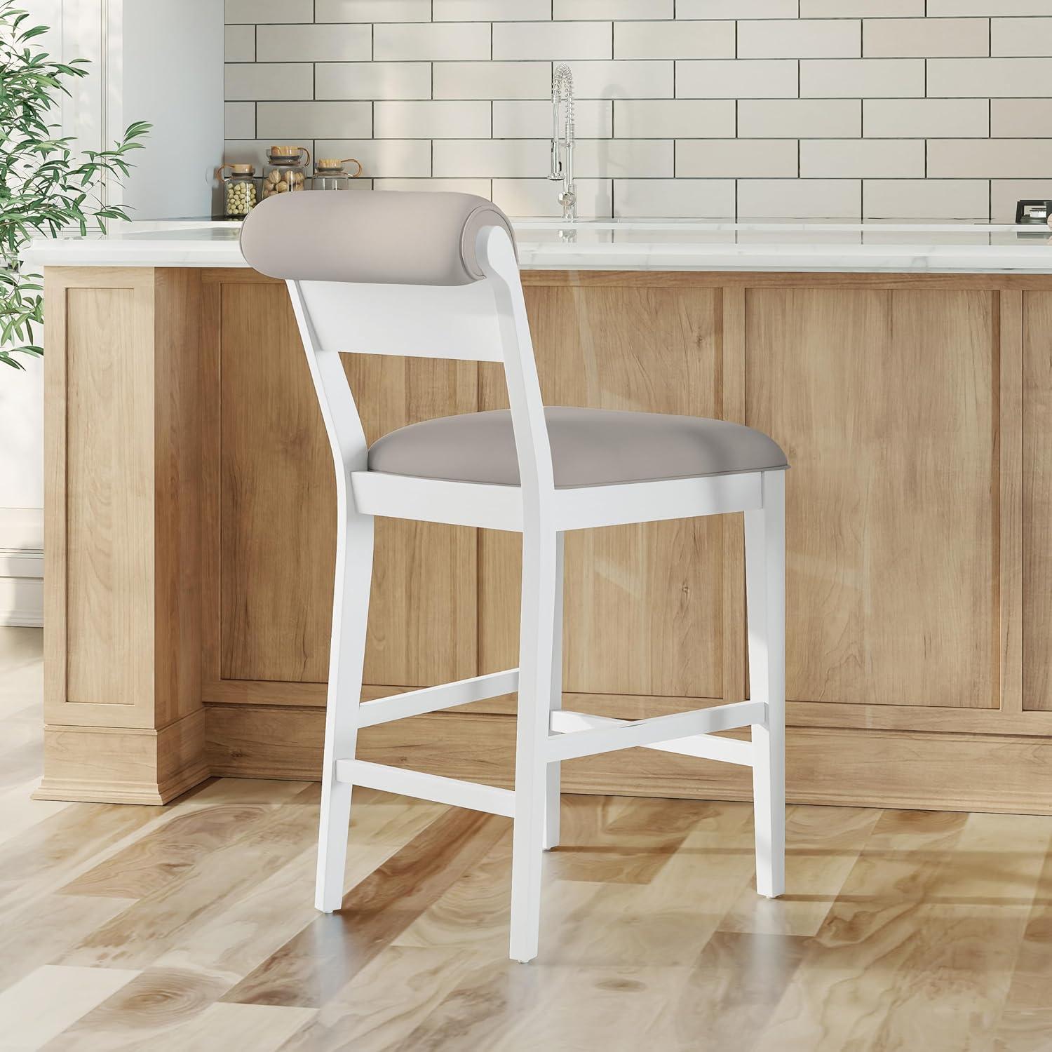 Clarion Wood and Upholstered Panel Back Counter Height Stool Sea White - Hillsdale Furniture