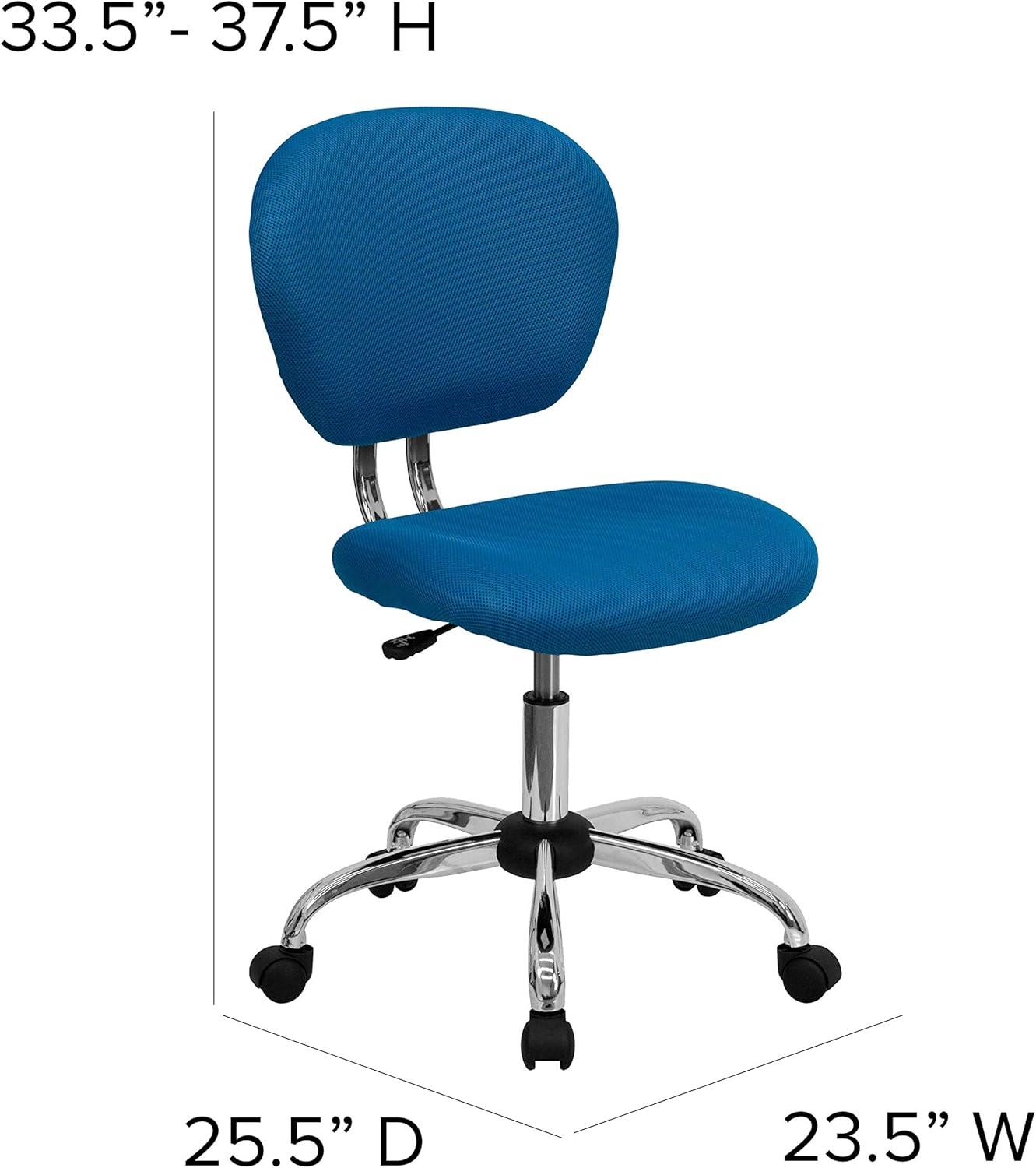 Turquoise Mesh Mid-Back Ergonomic Swivel Task Chair