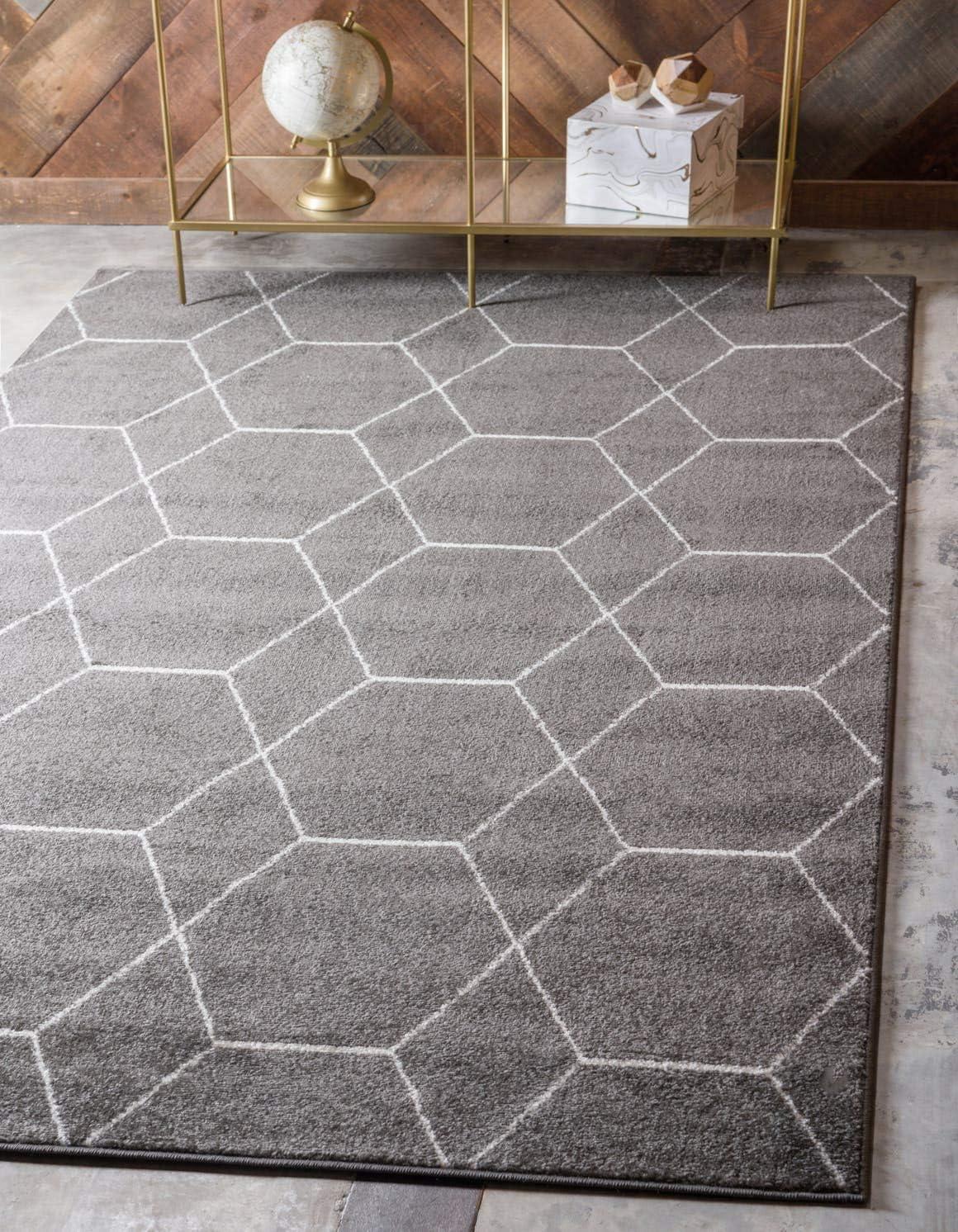 Unique Loom 9' 0 x 12' 0 Trellis Frieze Geometric Dark Gray Area Rug