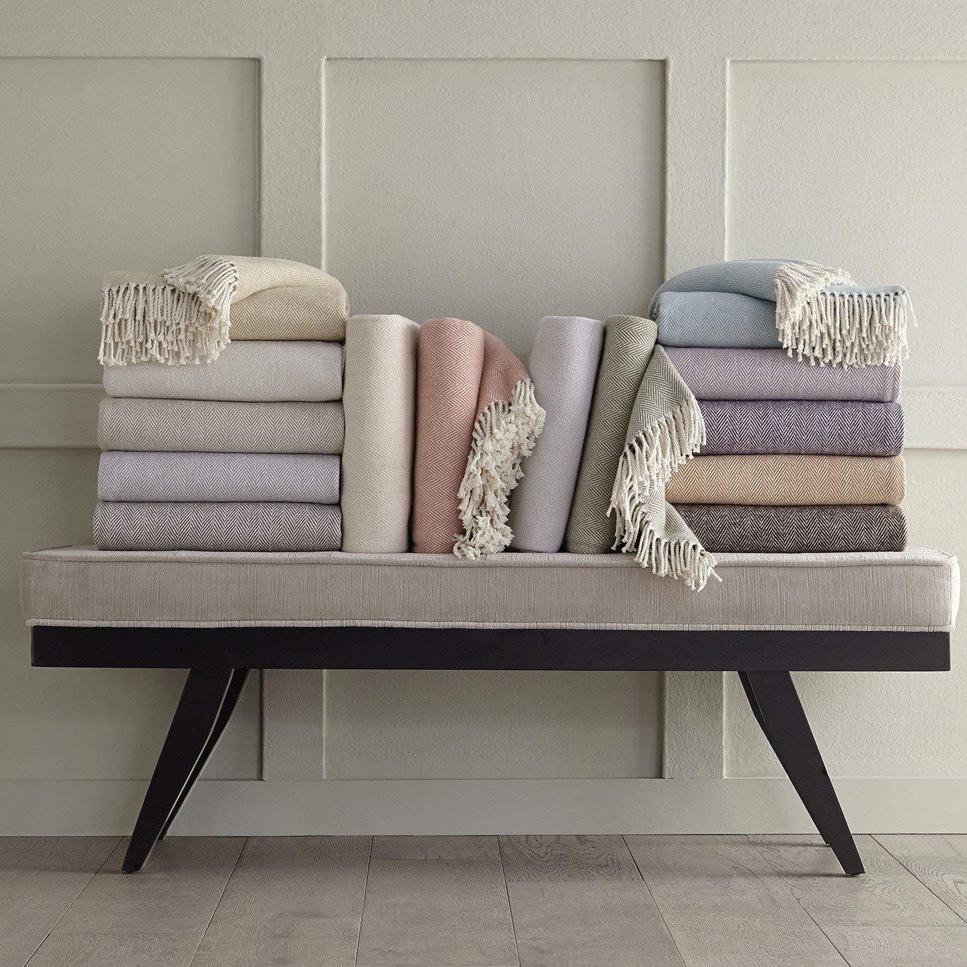 Paprika Herringbone Cotton Throw Blanket with Fringe