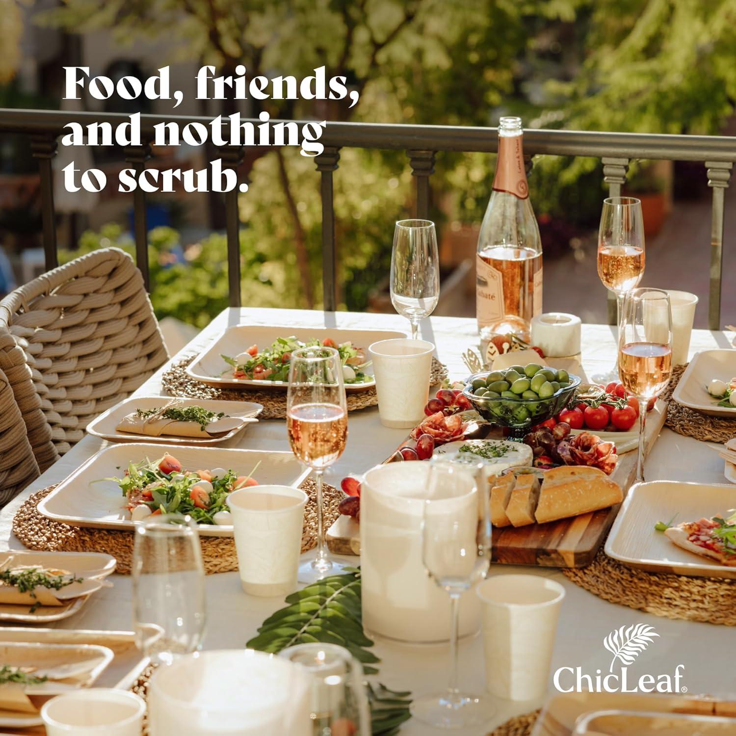 Chic Leaf Disposable Palm Leaf Trays, 17" x 12", 10 Pack, Compostable, Eco-Friendly Platters Charcuterie Board