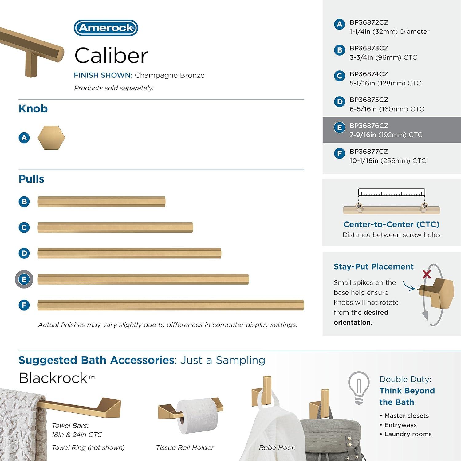 Amerock Caliber 7-9/16 inch (192mm) Center-to-Center Champagne Bronze Cabinet Pull