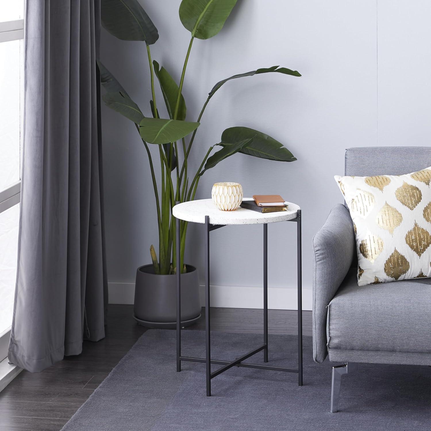 Contemporary Terrazzo Accent Table White - Olivia & May