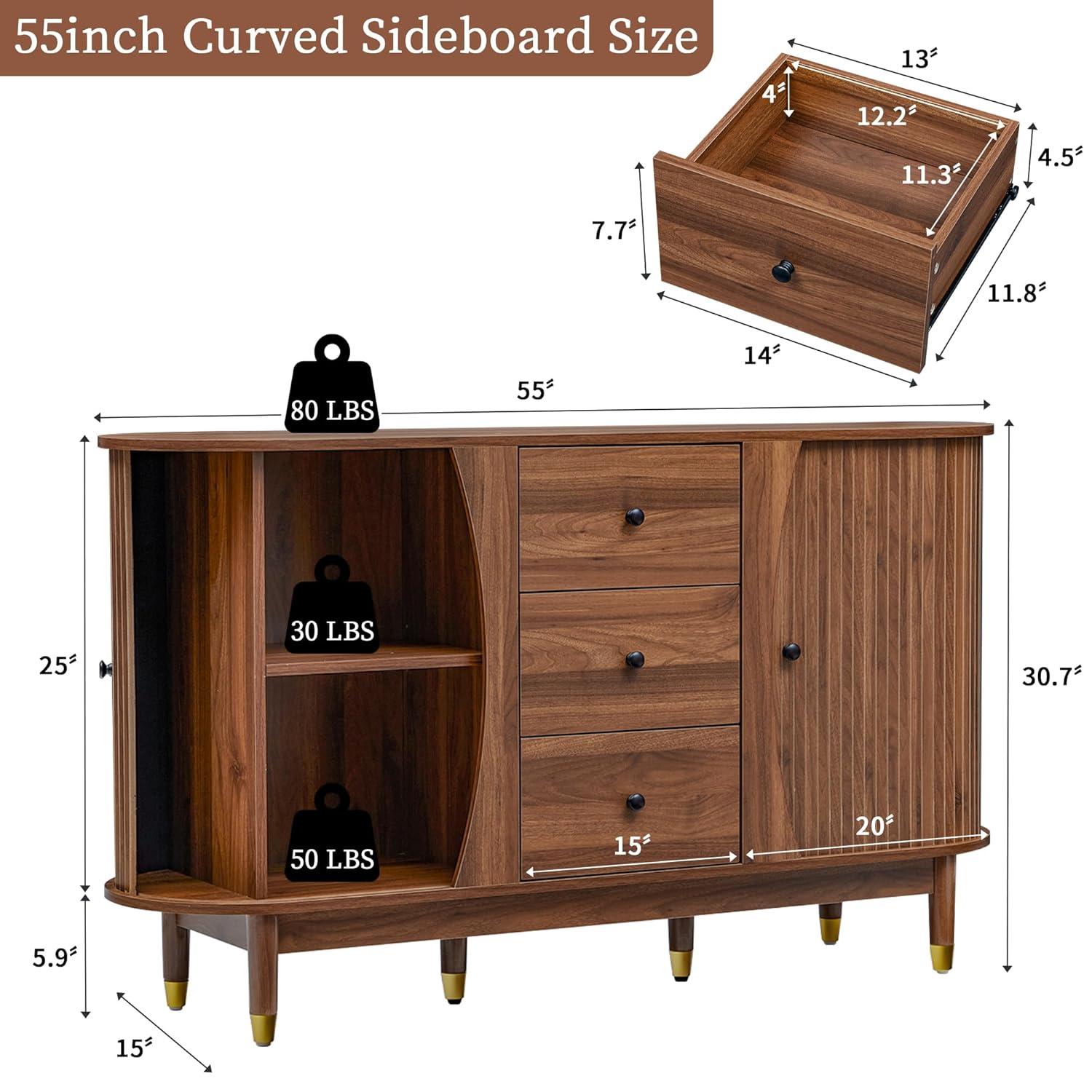 George Oliver Evana 55"Sideboard with 3 Drawer