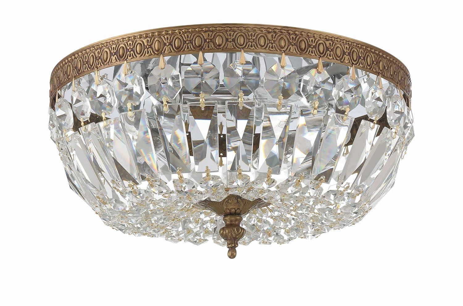 712-OB-CL-I-Crystorama Lighting-Three Light Flush Mount in Traditional and Contemporary Style - 12 Inches Wide by 6.5 Inches High-Olde Brass