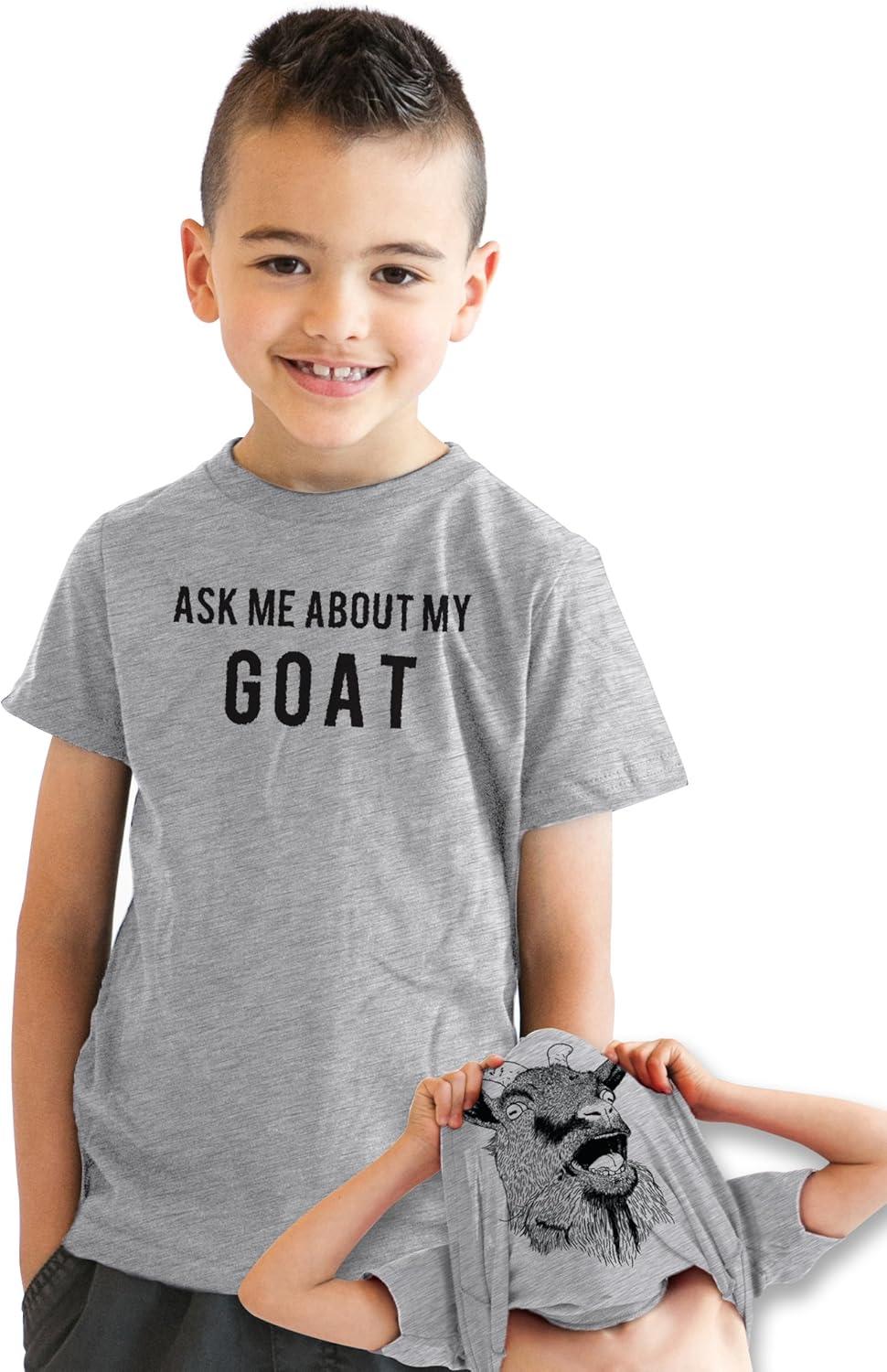 Youth Ask Me About My Goat Funny Animal Flip Shirt Cool Disguise Tee for Kids - Crazy Dog Youth T Shirt Light Grey XL