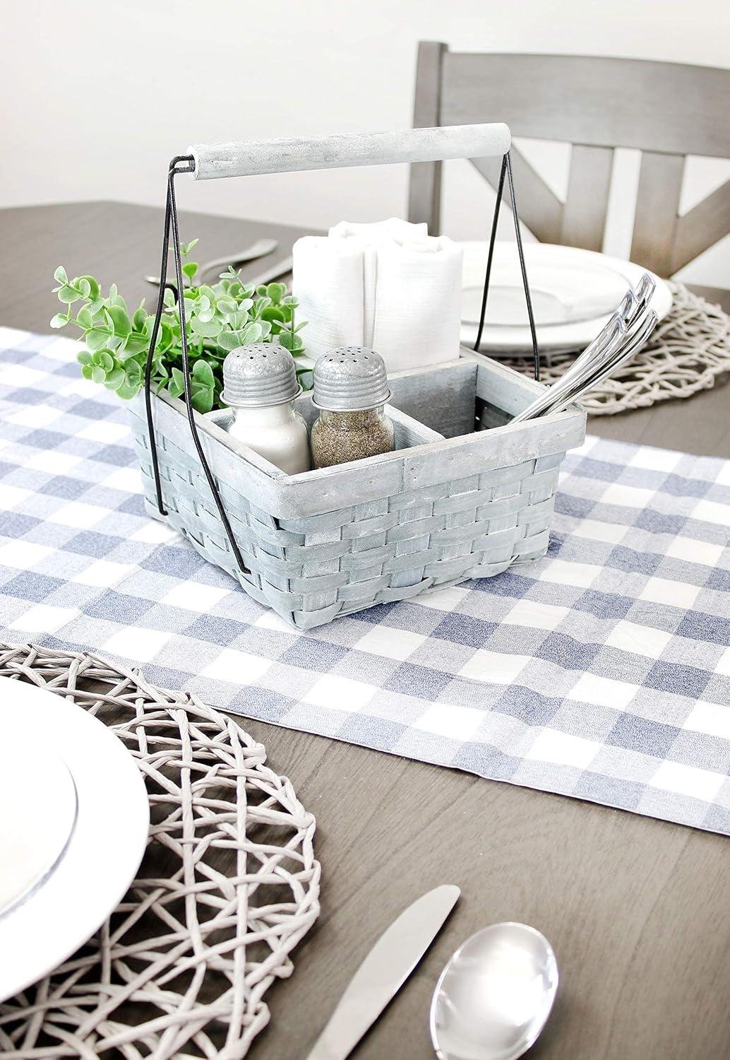 AuldHome Design Gray Wood Basket Caddy, 4-Compartment Carry-All Divided Organizer