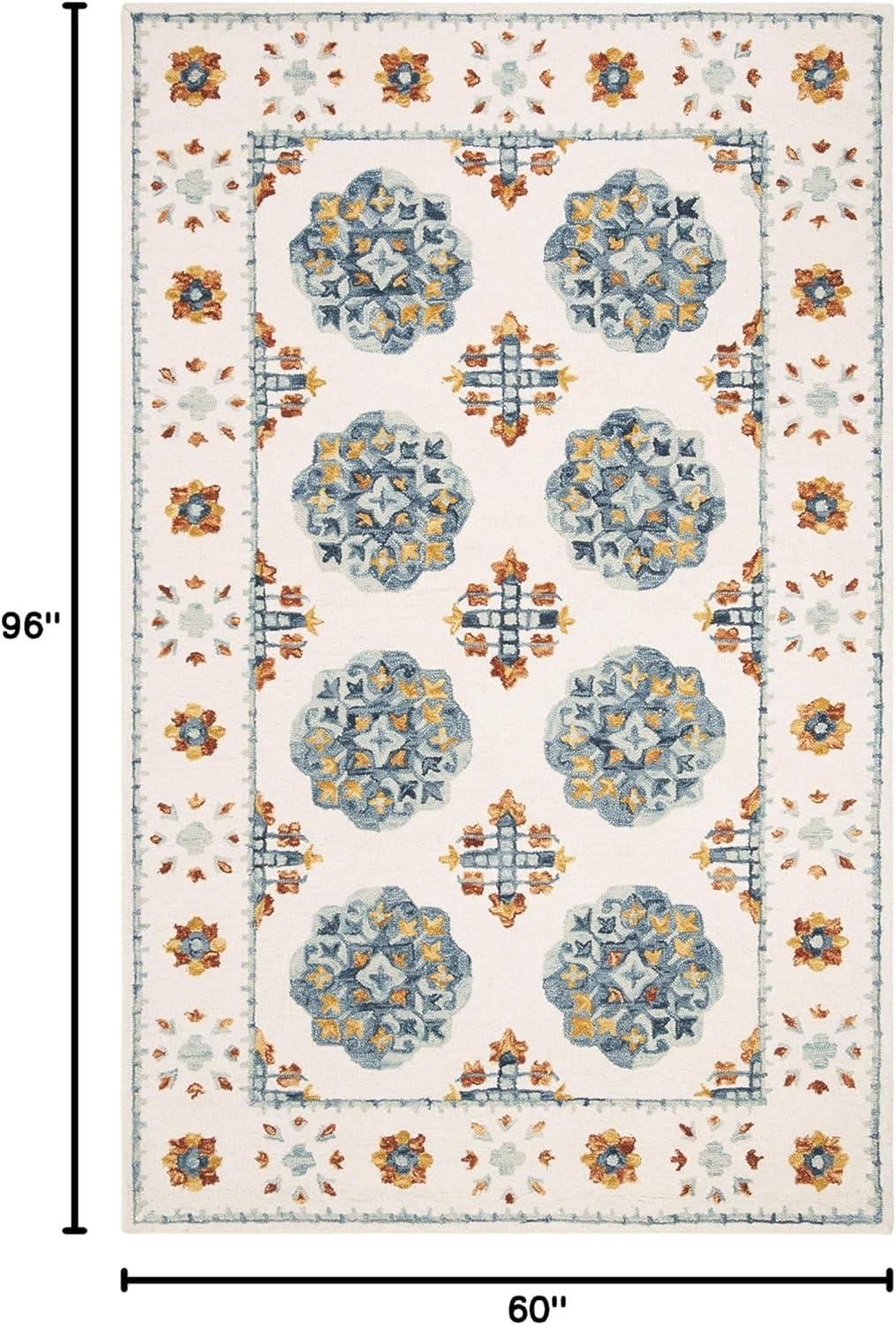 Blossom BLM901 Hand Tufted Area Rug - Blue/Ivory - 5'x8' - Safavieh.