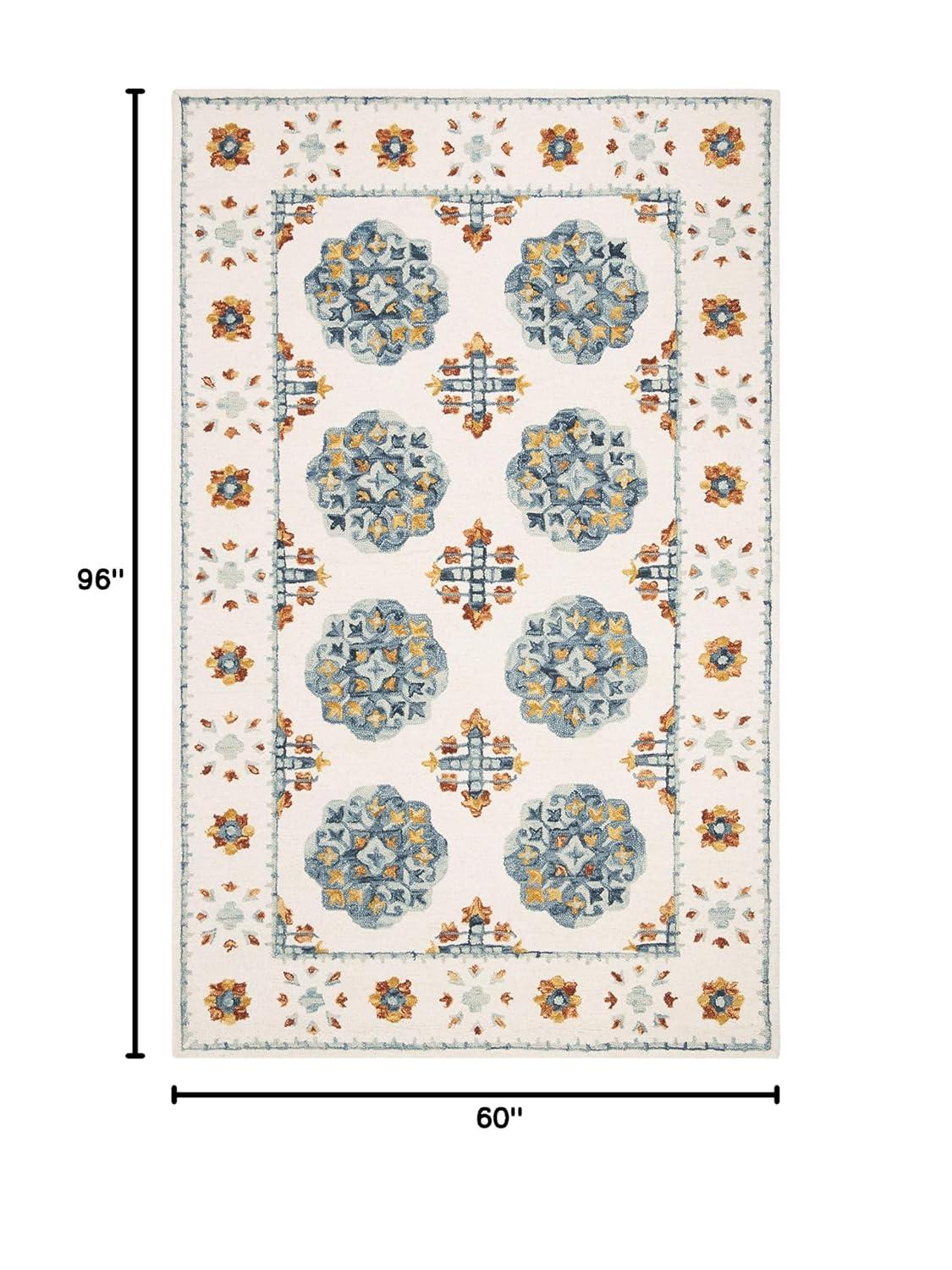 Blossom BLM901 Hand Tufted Area Rug - Blue/Ivory - 5'x8' - Safavieh.
