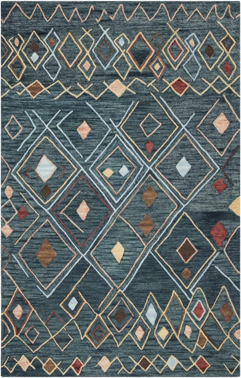 Suzani SZN314 Hand Hooked Area Rug - Dark Blue/Multi - 4'x6' - Safavieh.