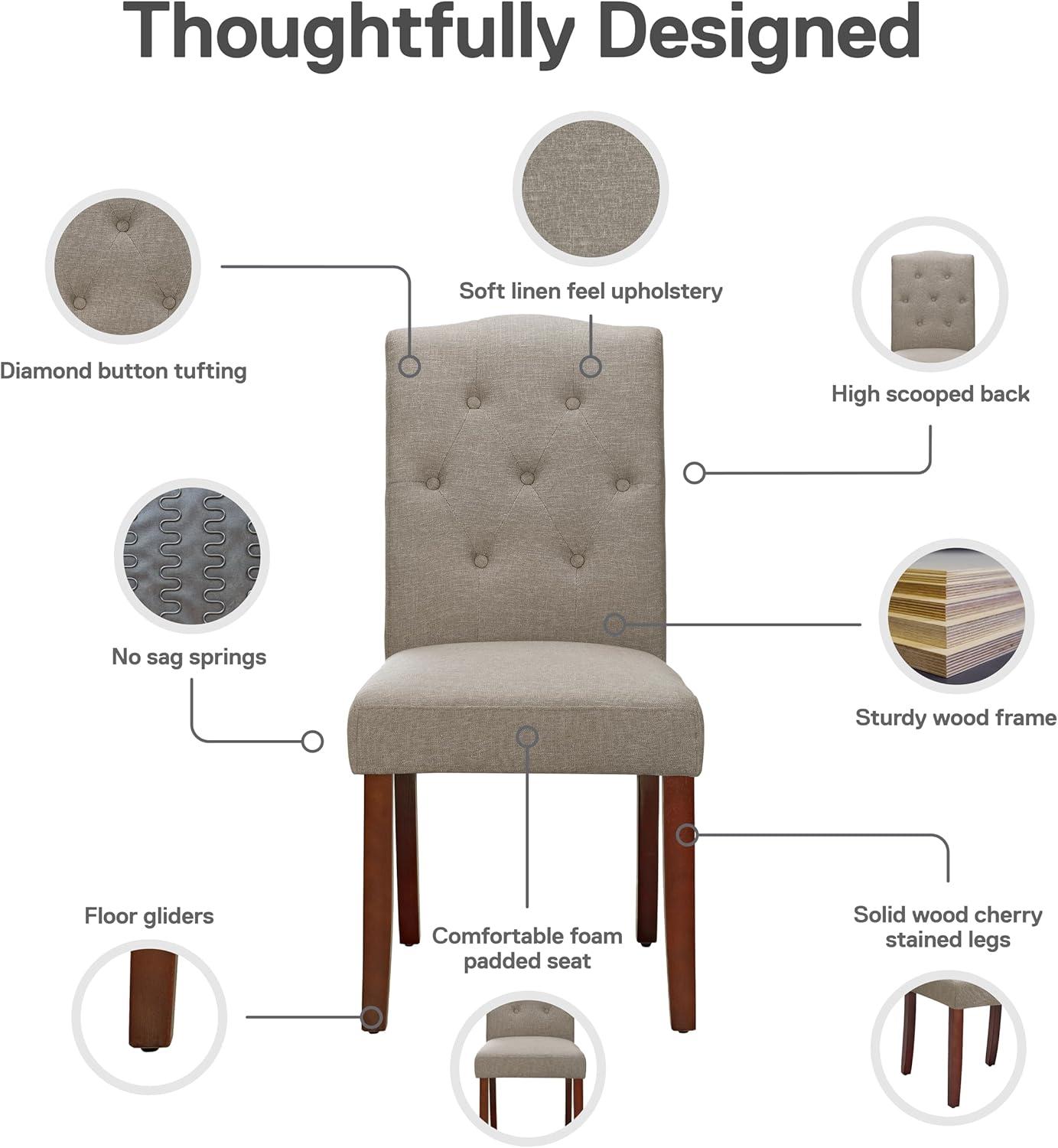 Dorel Living Claudio Tufted Dining or Living Room Accent Chair in Gray