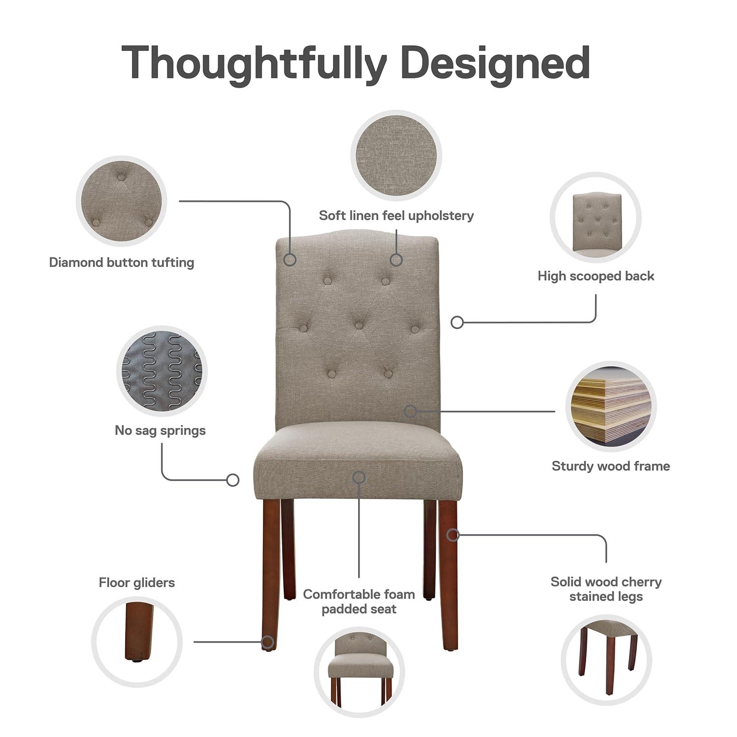 Dorel Living Claudio Tufted Dining or Living Room Accent Chair in Gray