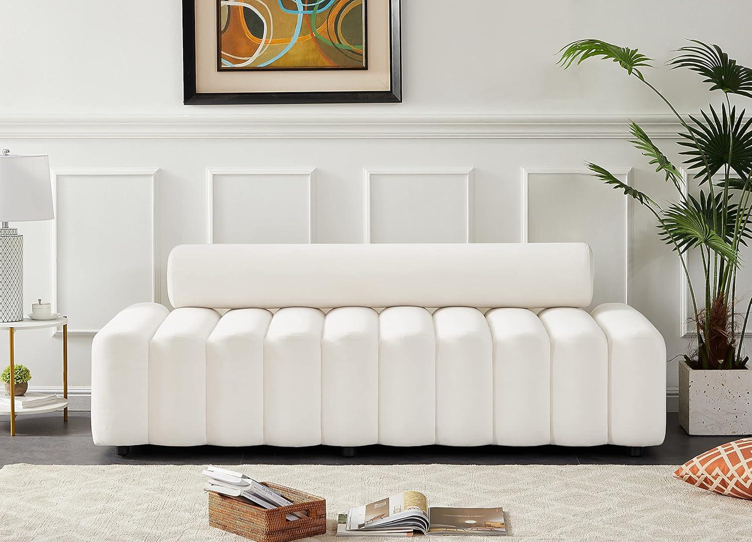 Meridian Furniture Melody Cream Velvet Sofa