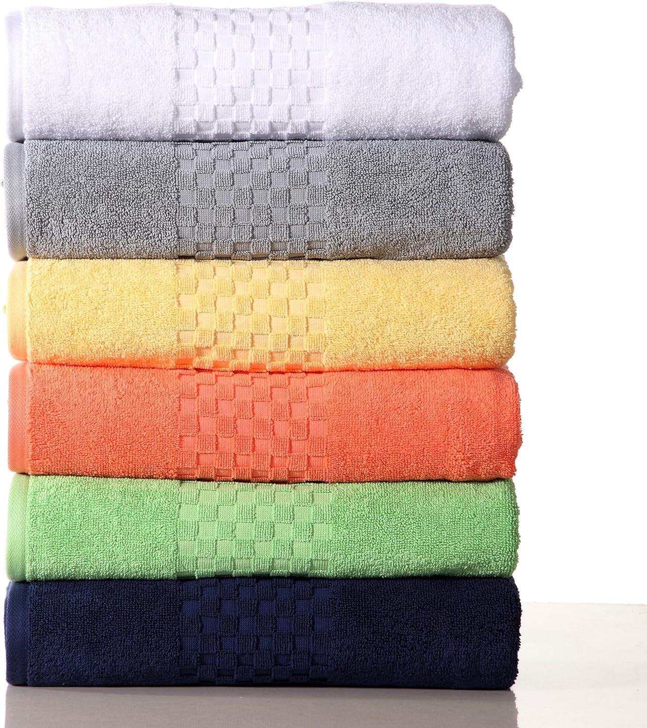 Feather & Stitch NY Luxury Ringspun 625 GSM luxury 6-piece, 100% cotton- super-soft, highly absorbent & quick-dry bath towel set (2 PC - bath, hand & washcloth)  (Set of 6)