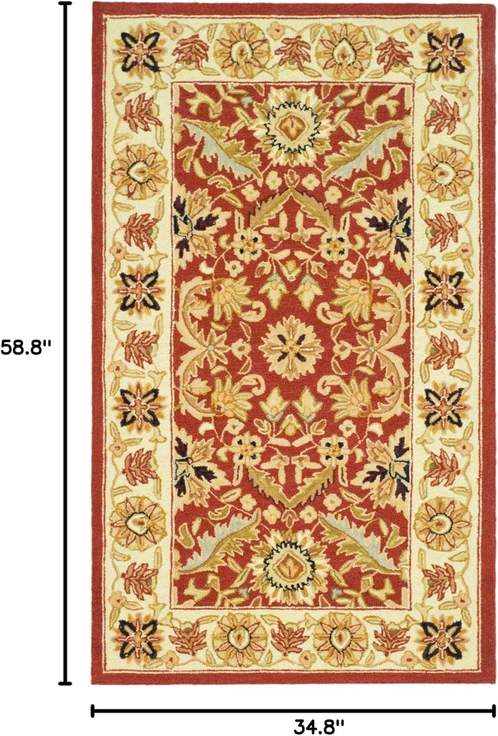 Chelsea HK157 Hand Hooked Accent Rug - Red/Ivory - 2'9"x4'9" - Safavieh.