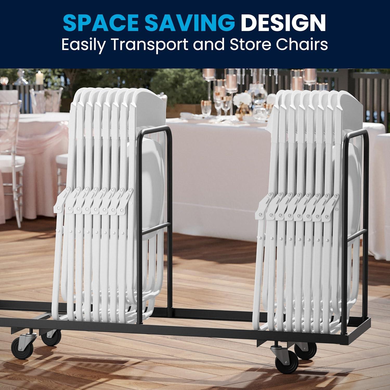 Flash Furniture 2 Pack HERCULES Series 500 lb. Capacity Heavy Duty White Plastic Folding Chair with Built-in Ganging Brackets