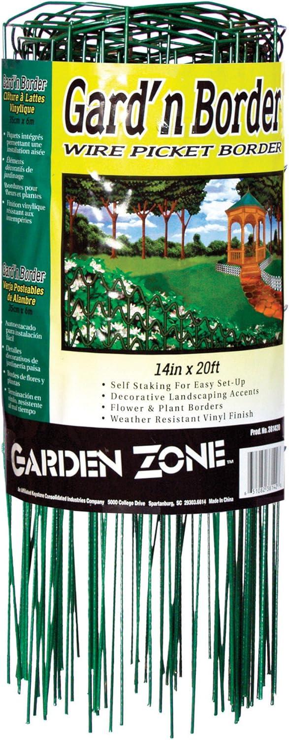 Green 20-Foot Wire Picket Garden Border Fence