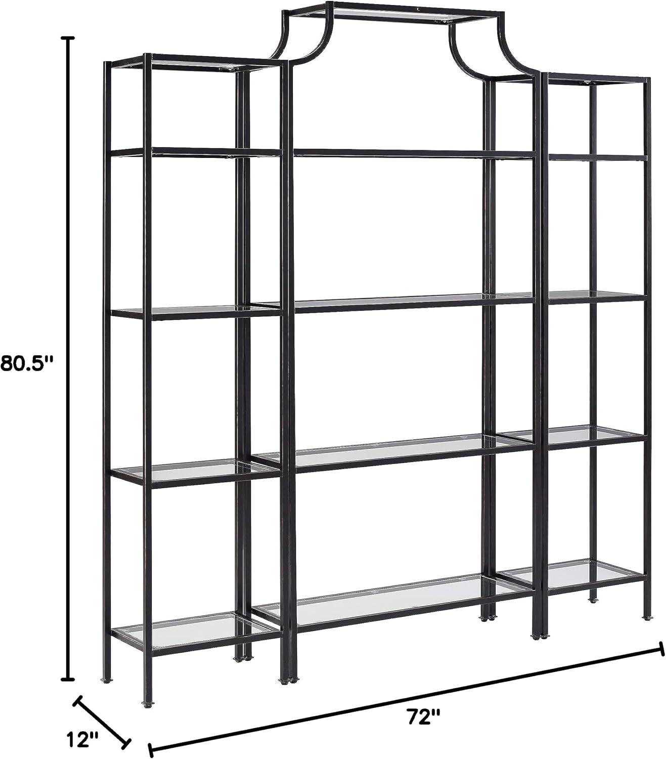 80.5" 3pc Aimee Narrow Etagere Set Oil Rubbed Bronze - Crosley: Tempered Glass Display, Steel Frame, Fixed Shelves