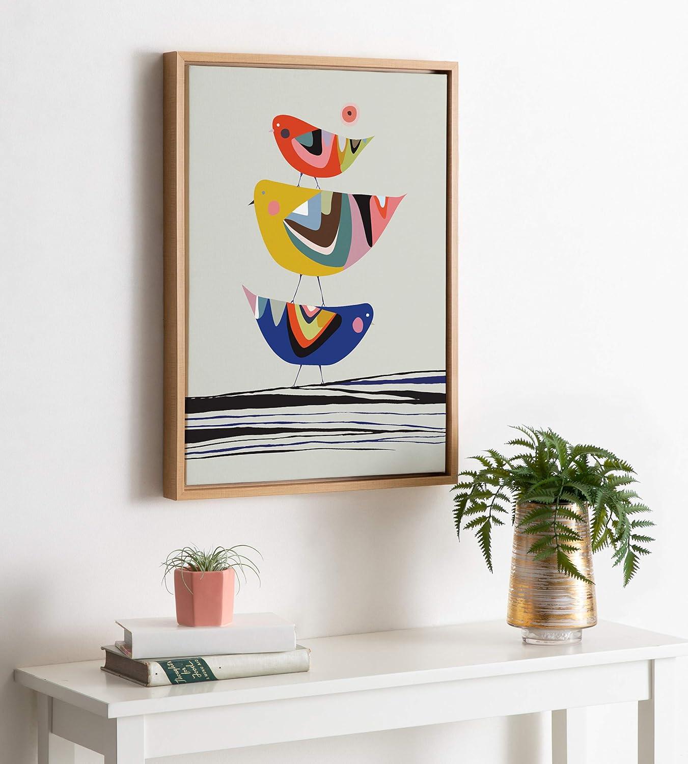 18" x 24" Sylvie The Family Tree By Rachel Lee Framed Wall Canvas Natural: Modern Decor, Animal Subject - Kate & Laurel All Things Decor