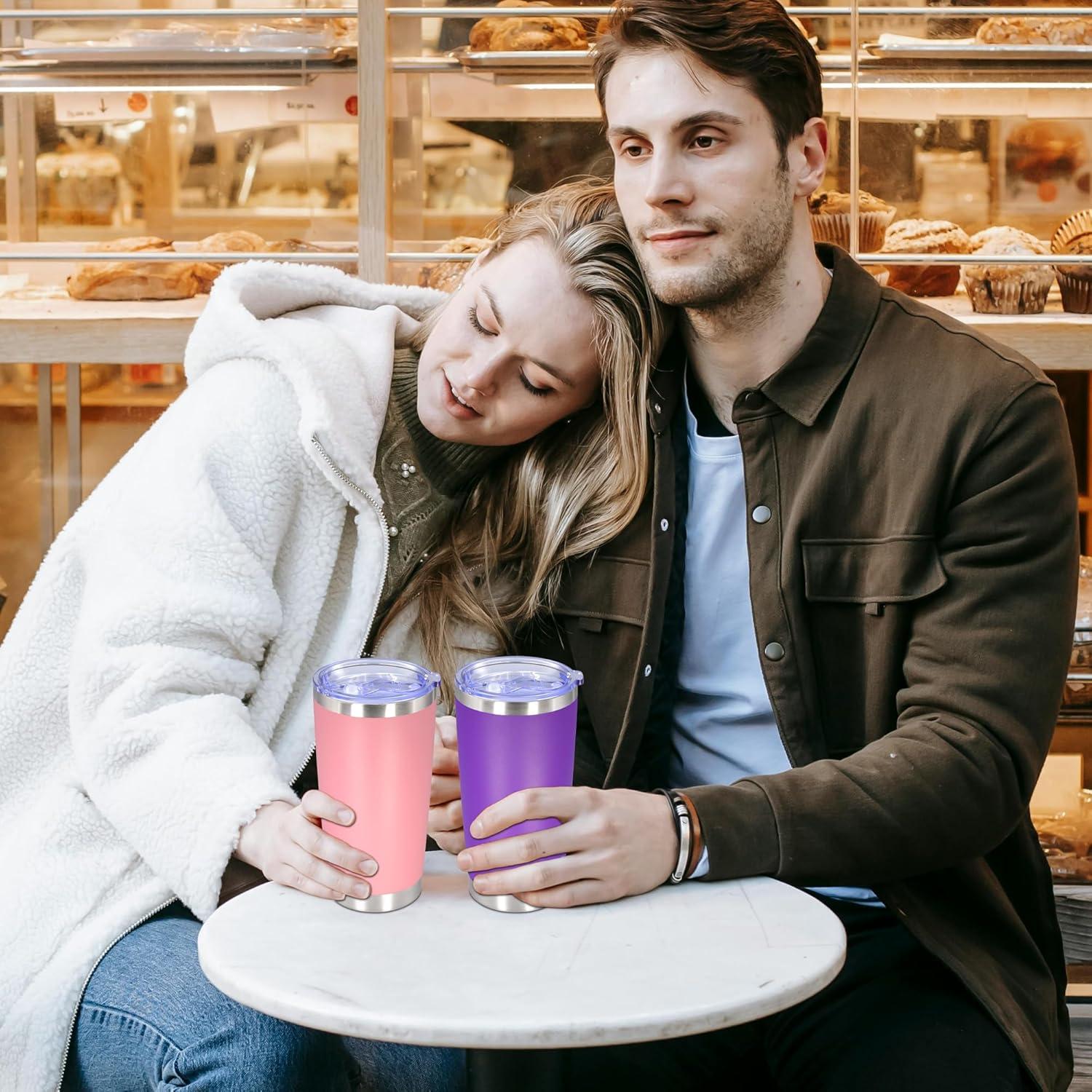 20oz Tumbler Bulk Stainless Steel Tumblers with Lid Vacuum Insulated Double Wall Travel Coffee Mug Powder Coated Tumbler Cup for Hot and Cold Drinks(Purple, 1 pack)