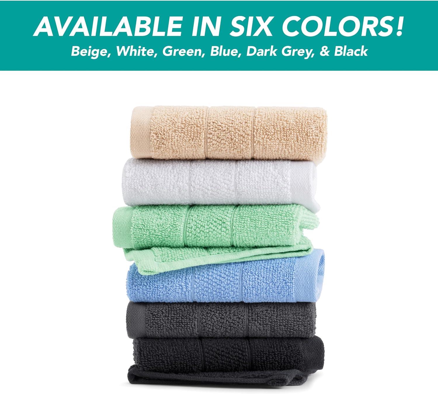 White Classic Luxury 100% Cotton Washcloths Set of 12 - 13x13" Gray