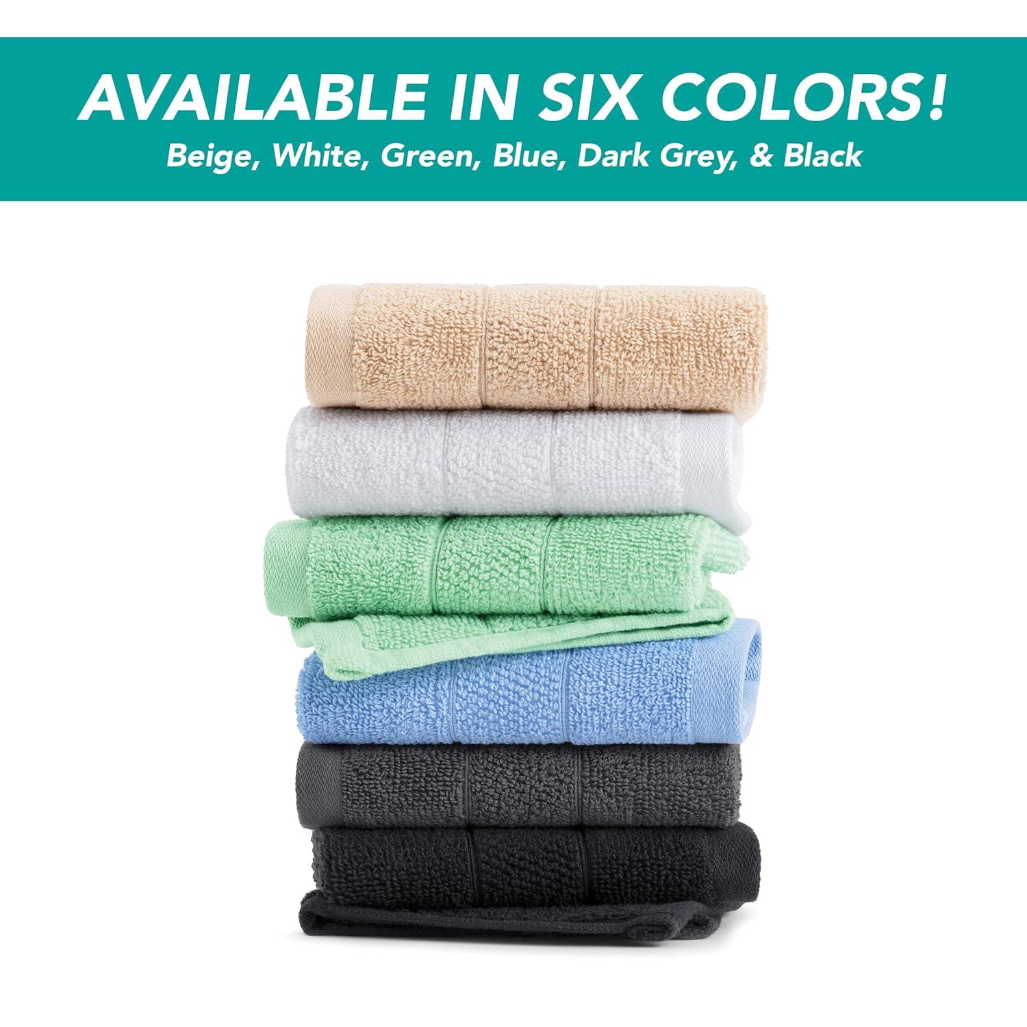 White Classic Luxury 100% Cotton Washcloths Set of 12 - 13x13" Gray