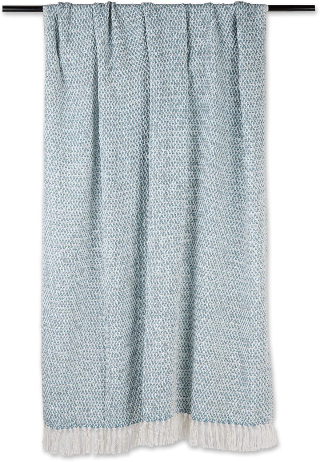 50"x60" Woven Throw Blanket Storm Blue - Design Imports: Lightweight, Machine Washable, Cotton