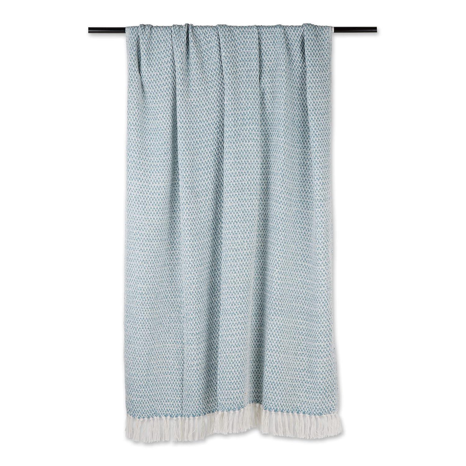 50"x60" Woven Throw Blanket Storm Blue - Design Imports: Lightweight, Machine Washable, Cotton