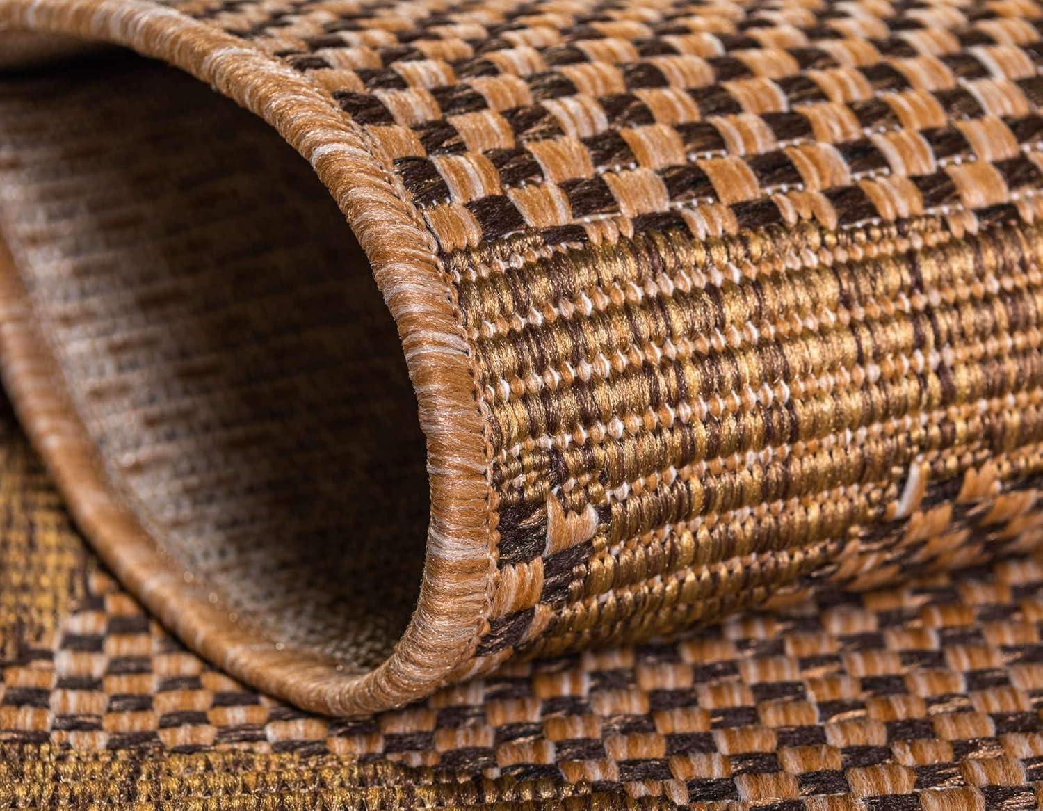 Unique Loom 5' 0 x 8' 0 Light Brown Outdoor Botanical Vine Area Rug