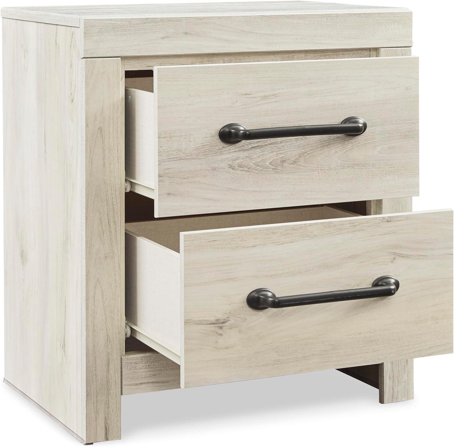 Cambeck Nightstand White - Signature Design by Ashley: Industrial Style Bedside Table with USB Ports & Storage