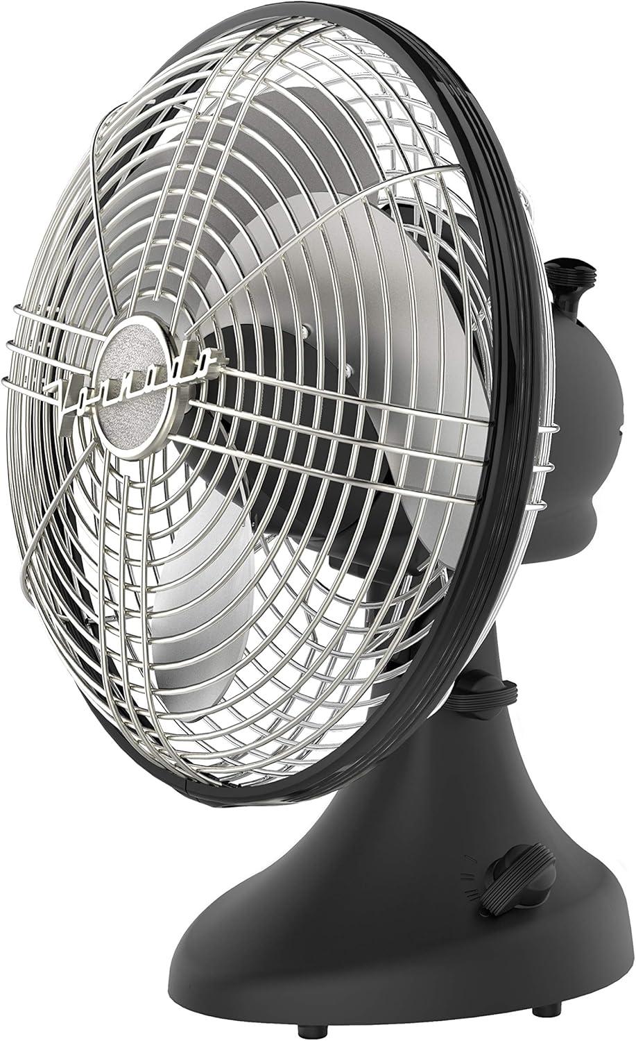 Vornado Silver Swan Portable Oscillating Fan Black: Metal Desk Fan, Quiet Air Circulation, Adjustable Tilt, 3 Speeds