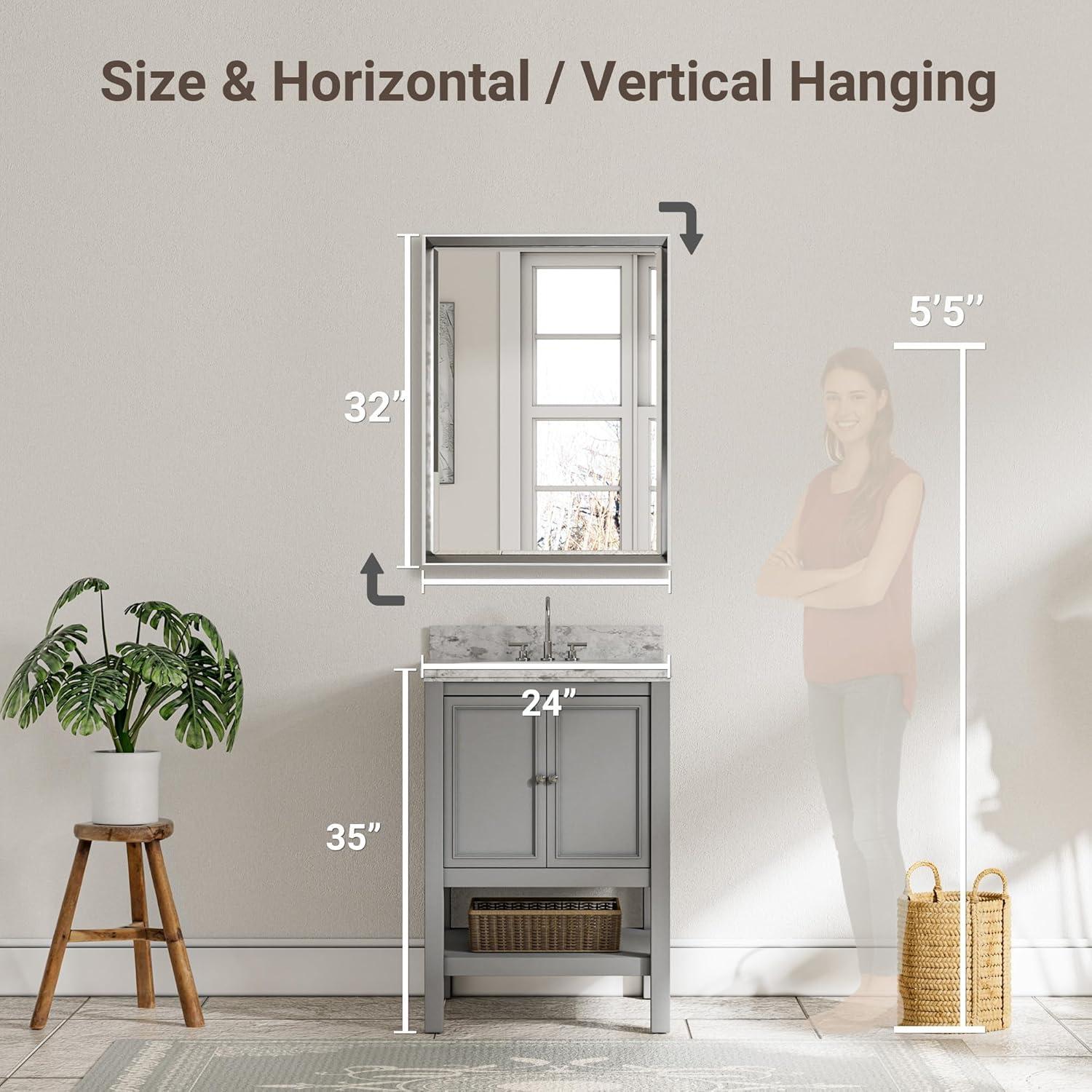 Lohoski Decorative Wall Mirror Beveled Design, Bathroom Vanity Mirror Accent Mirror Finish