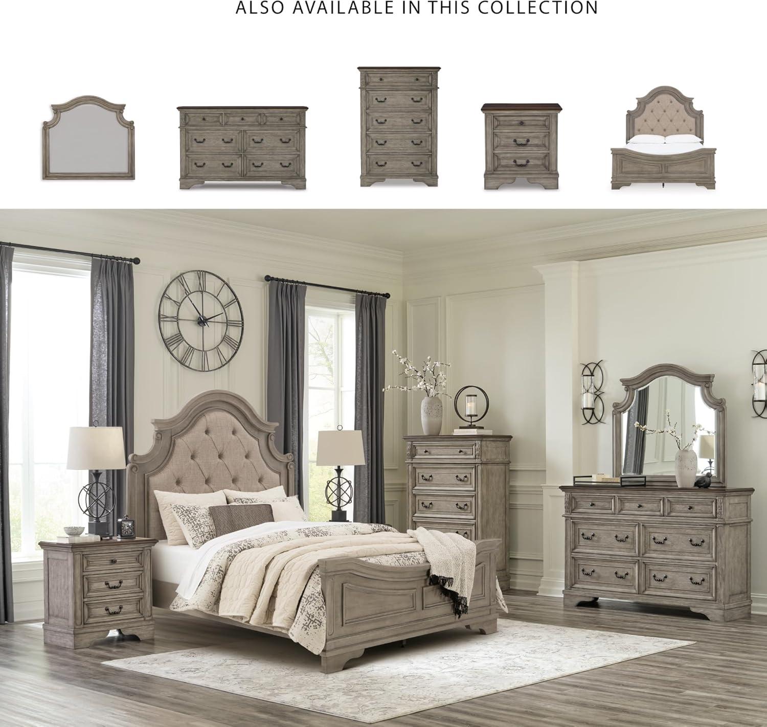 Gray and Walnut Transitional Five-Drawer Chest with Dovetail Construction