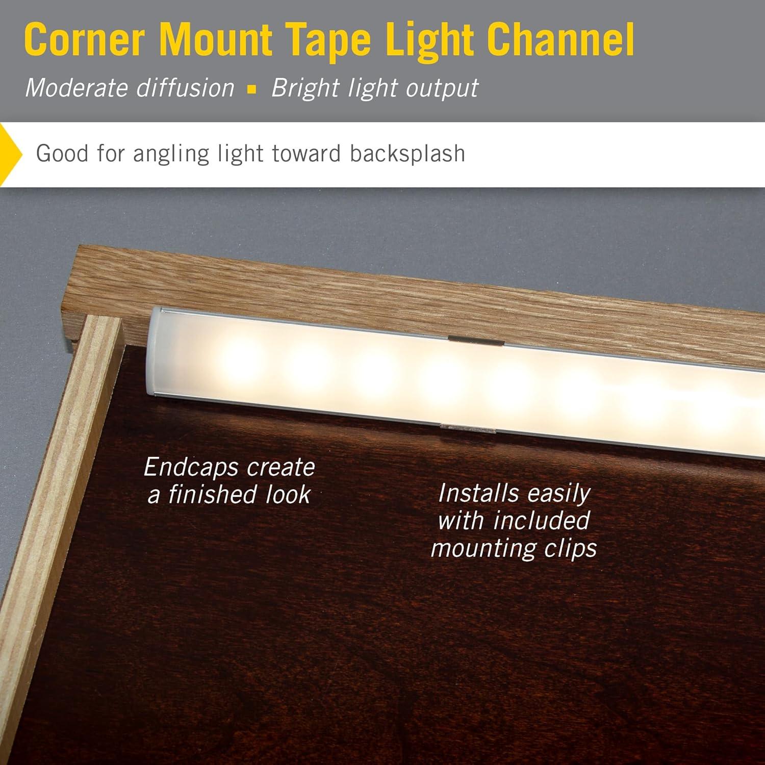 Armacost Lighting 960051 LED Tape Light Mounting Channel, Corner Mount, Silver