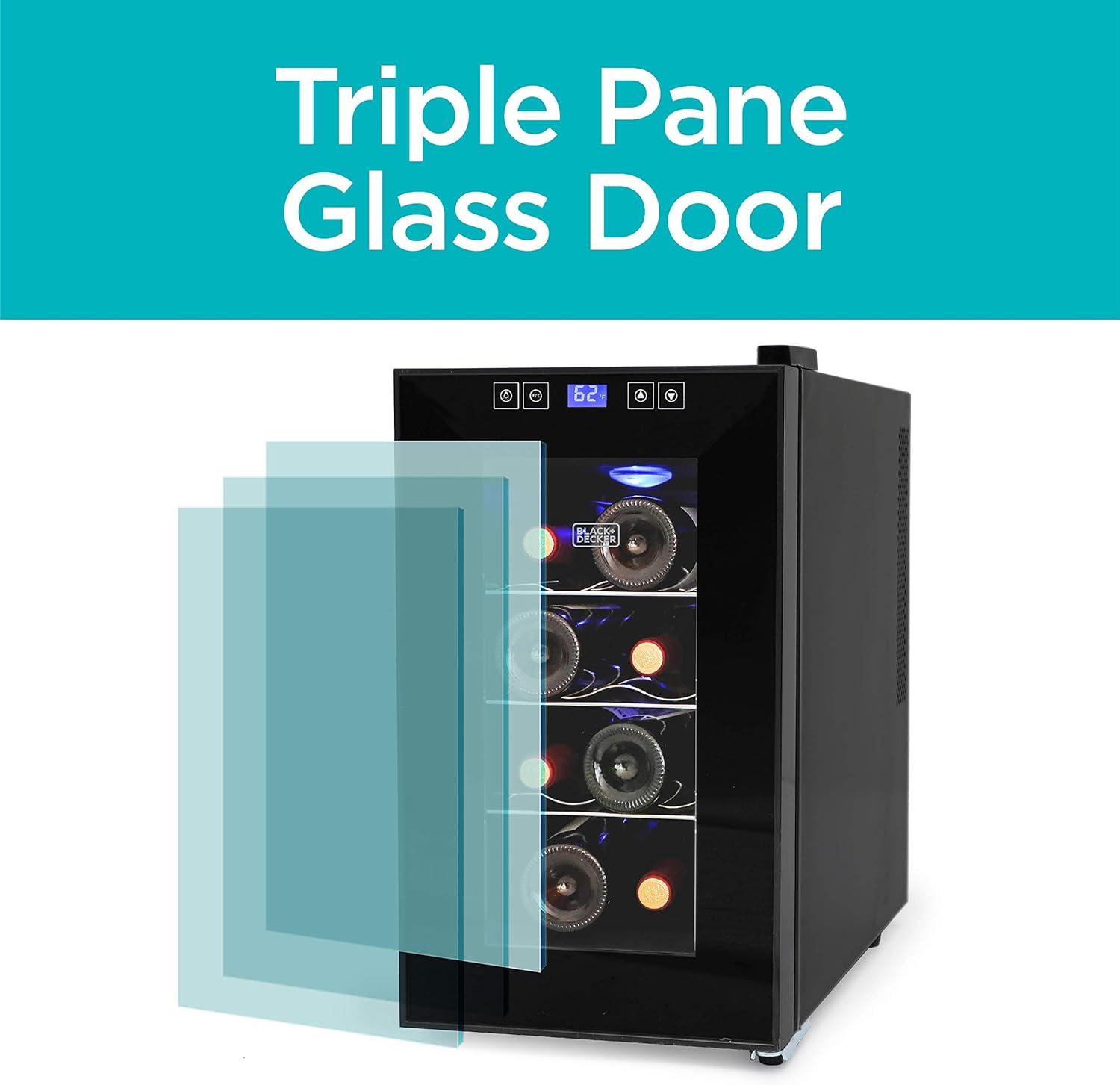 BLACK+DECKER 8-Bottle LED Display Single Zone Freestanding Wine Refrigerator
