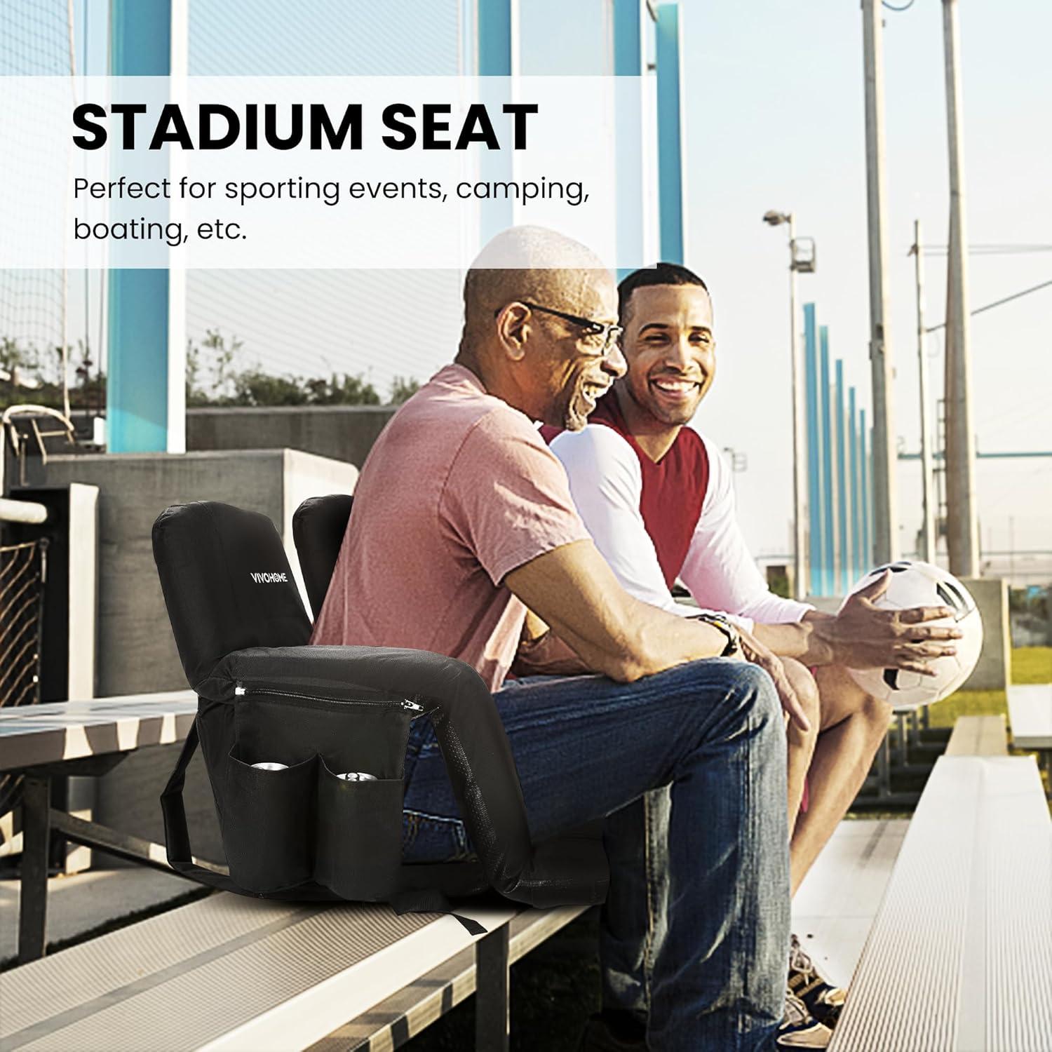 SPECSTAR Foldable Stadium Seat Chair for Bleachers with Padded Back Support and Armrests 2 pack