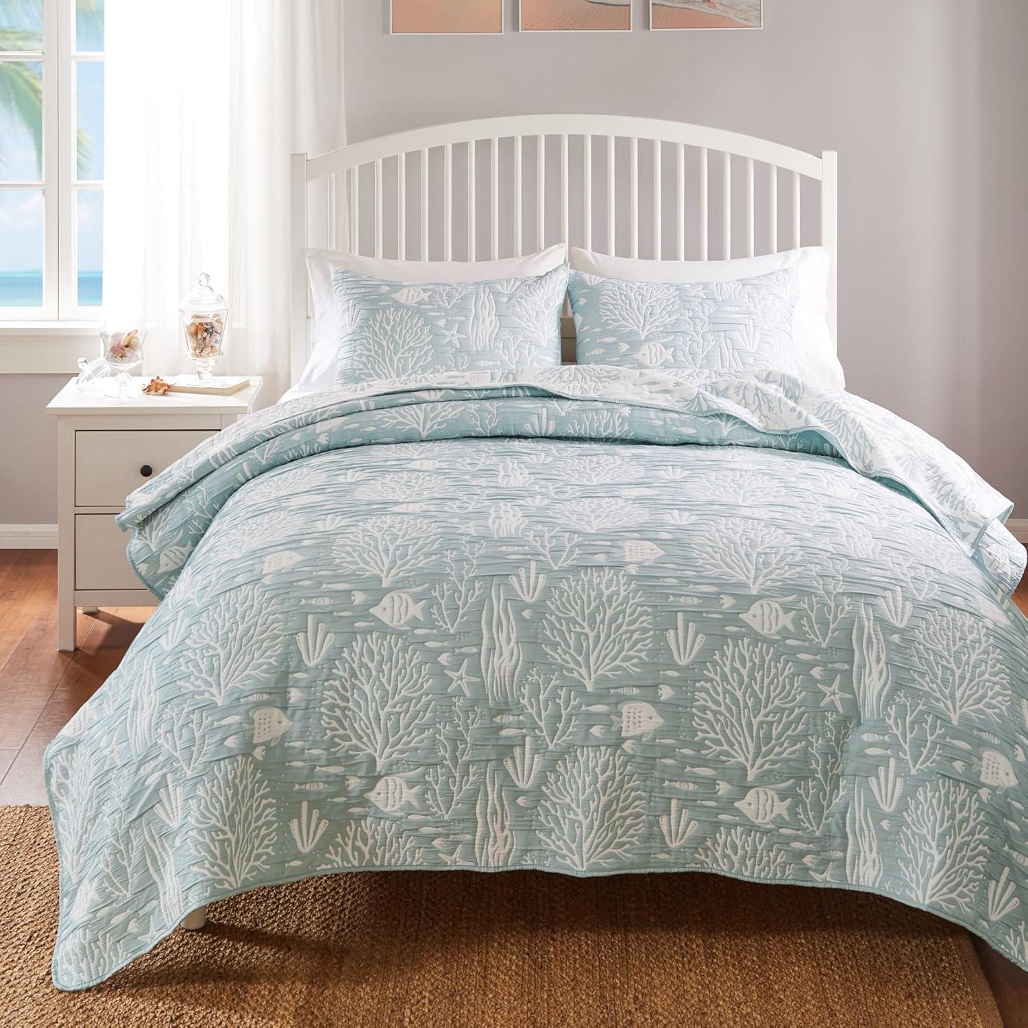 Greenland Home Fashions Coastal Paradise Jacquard Coverlet Set
