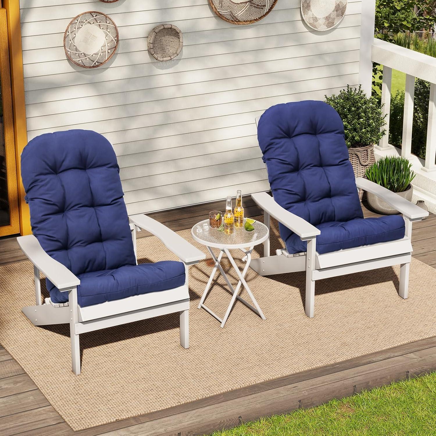 Crestlive Products Adirondack Style Patio Outdoor Chair Cushion for Adirondack Chair or Lounge Rocking Chair - See picture 2-Piece Set, Navy Blue