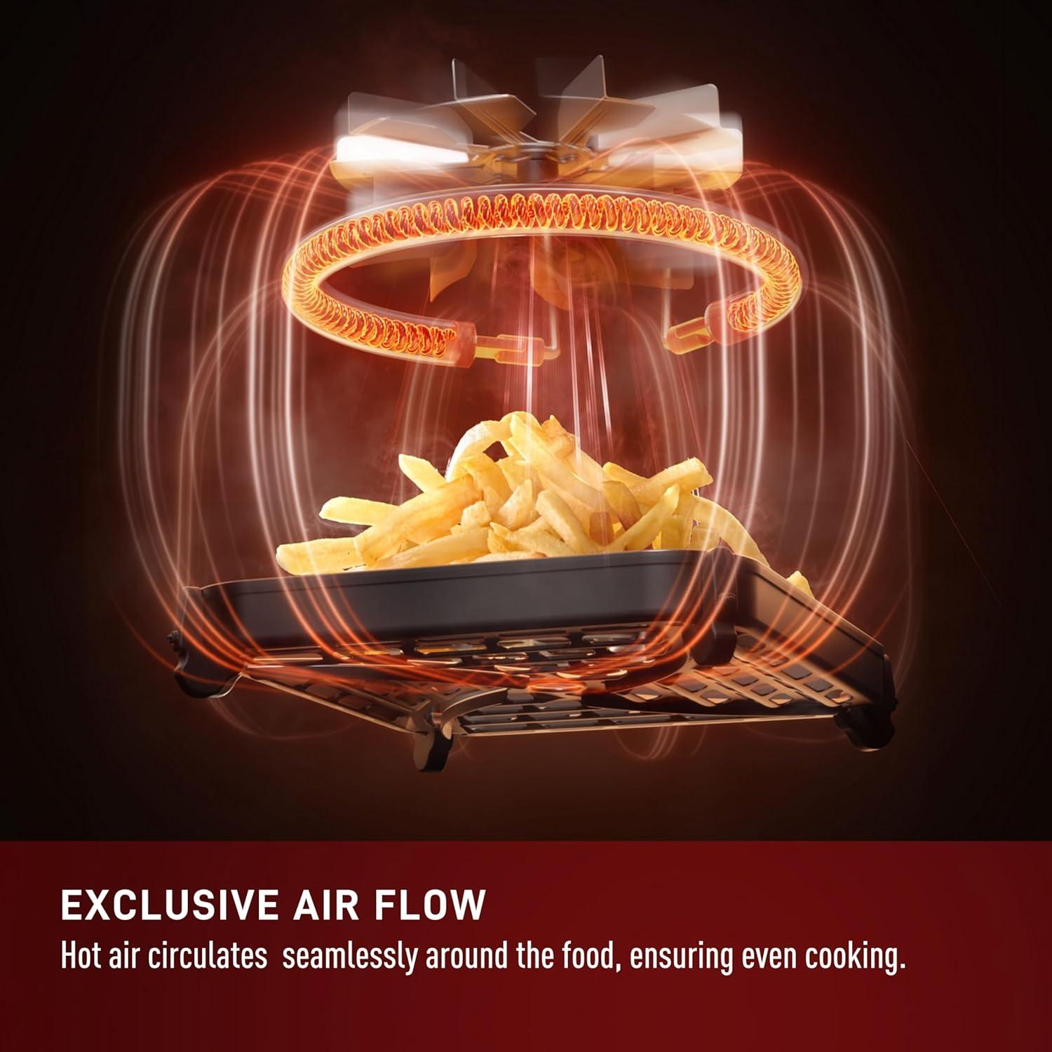 T-fal 6.3 Quart Infrared Air Fryer, 7-In-1 Cooking Functions, Digital Touch Screen, Black