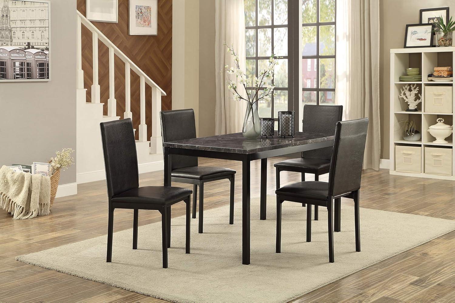 Tempe Transitional 48" Black and Brown Faux Marble Dining Table